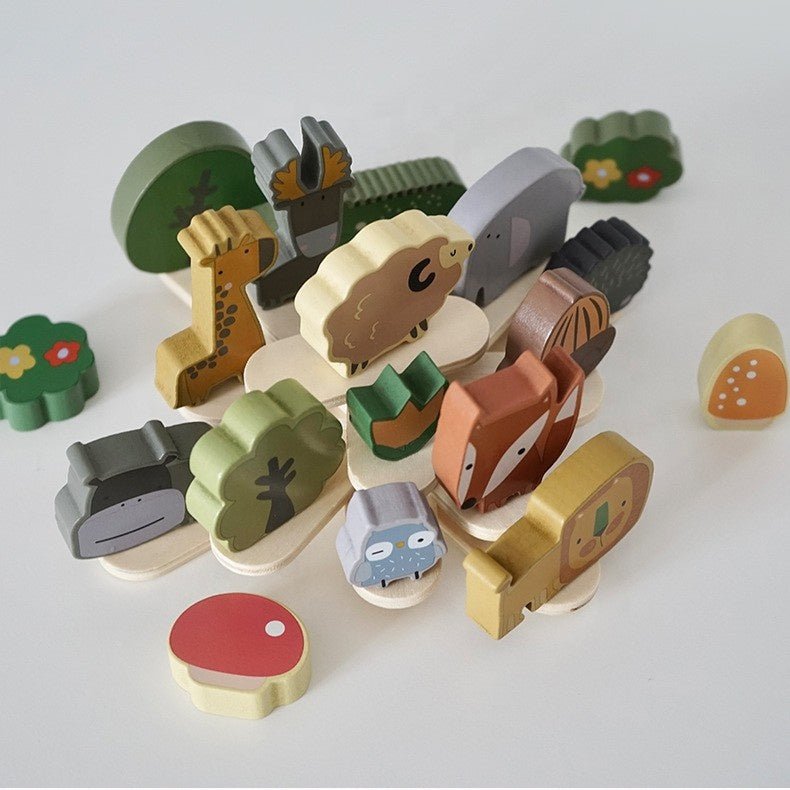 Wooden Animal Stacking Blocks: Montessori Balancing Toy For Creative Play
