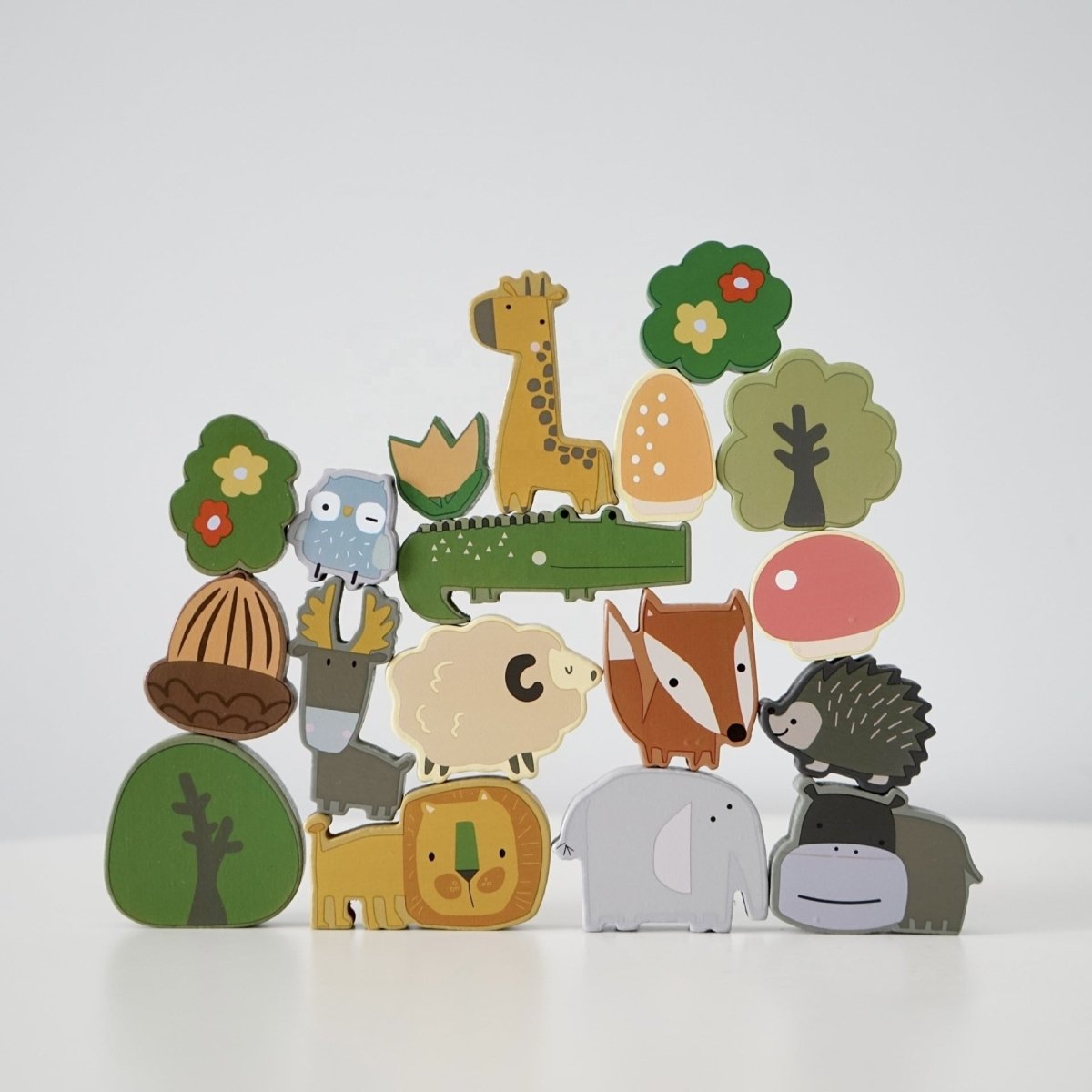 Wooden Animal Stacking Blocks: Montessori Balancing Toy For Creative Play