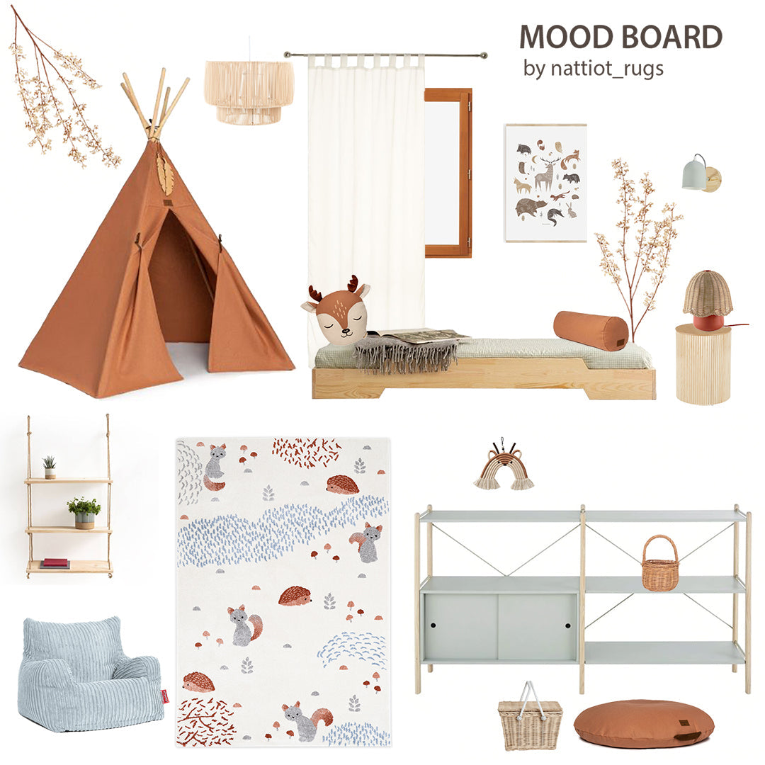 Forest Dream M Children's Rug With Forest Animals Pattern