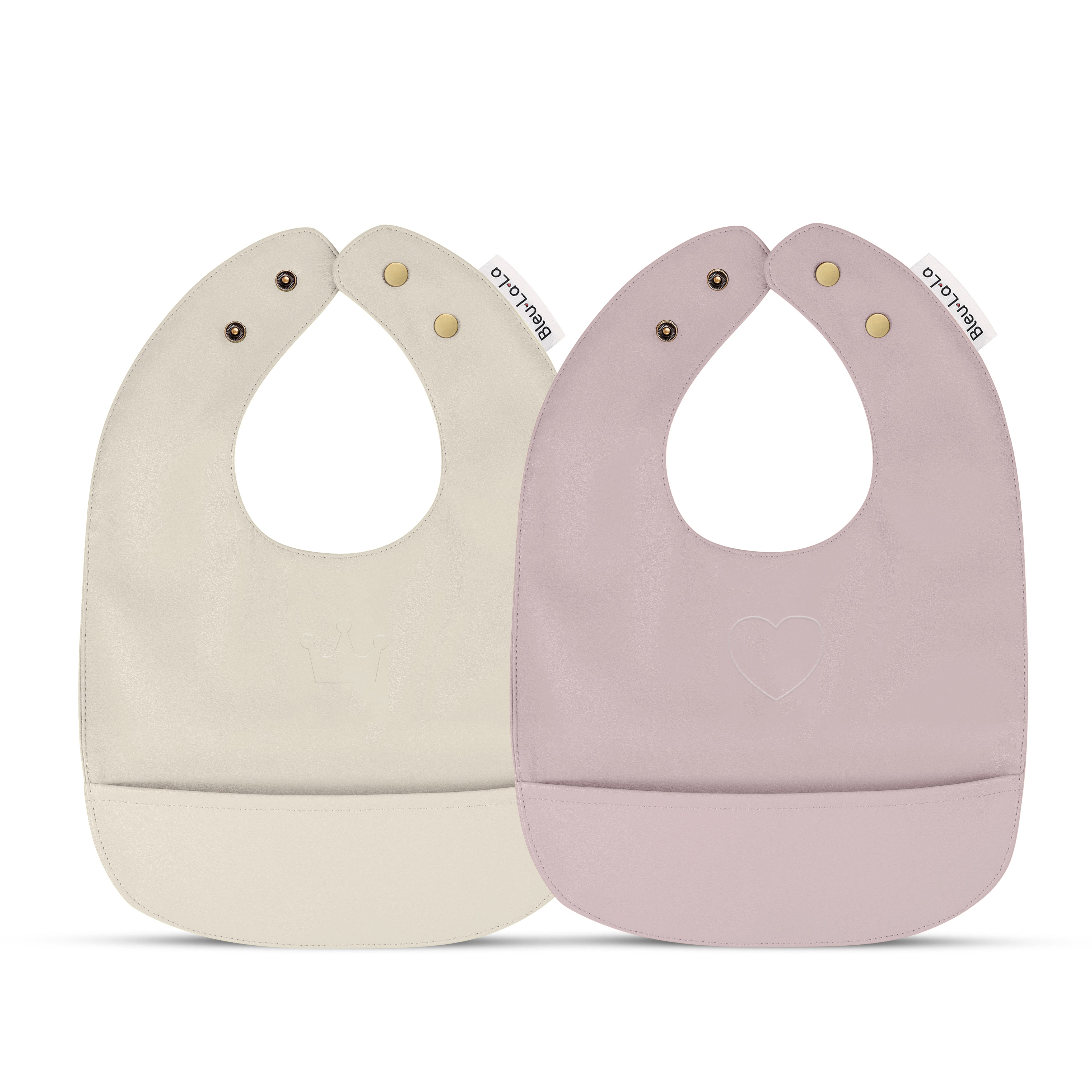 Modern - Set Of Soft Vegan Leather Easy Clean Bibs 9-18 Months By Bleu La La