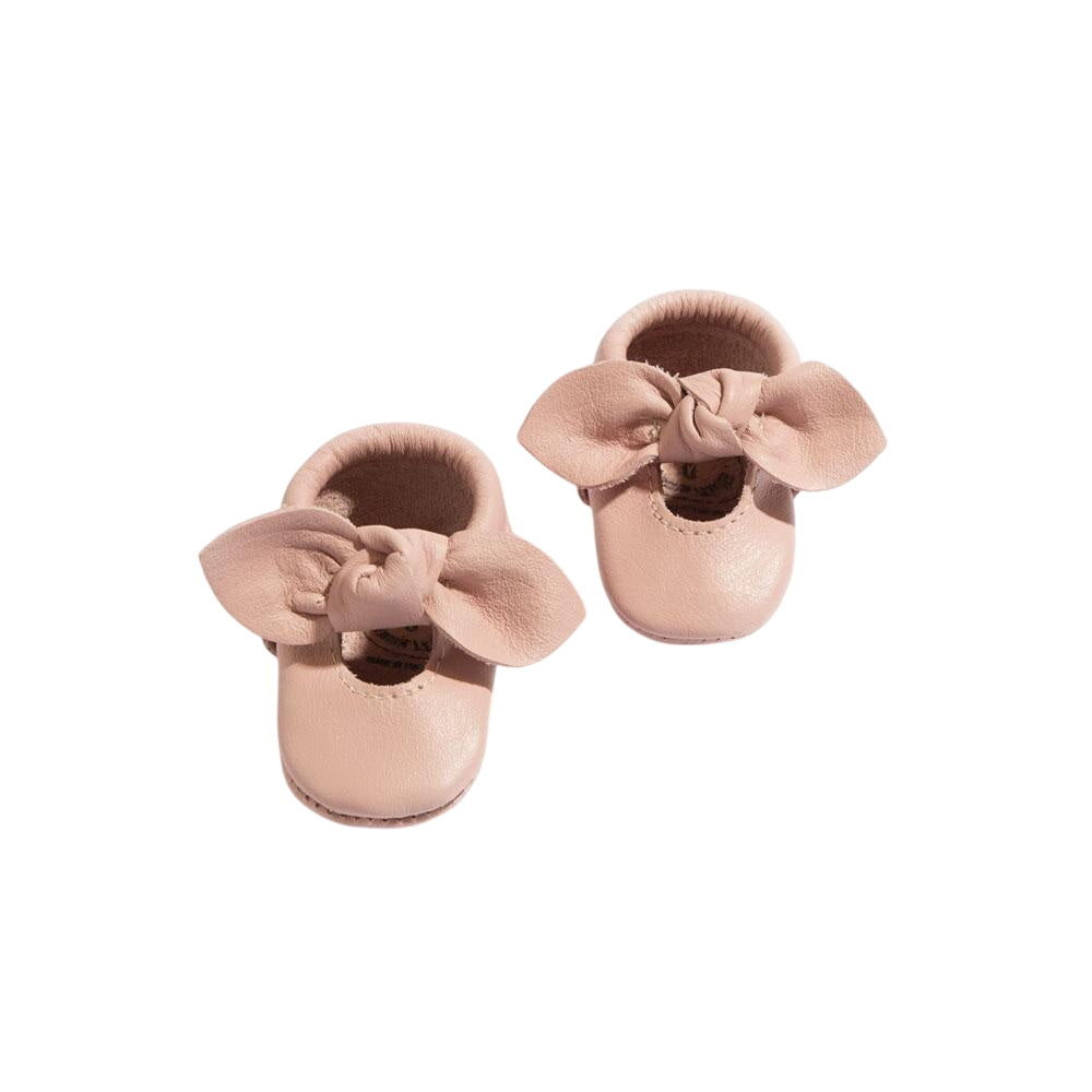Newborn Blush Knotted Bow Baby Shoe