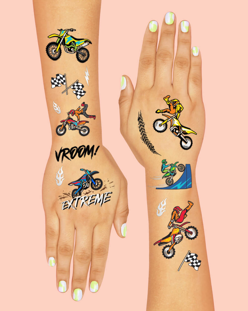 Motocross Tats - 48 Foil Temporary Tattoos