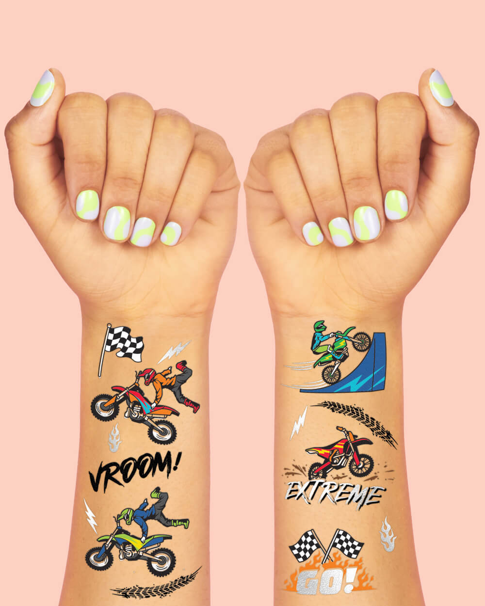 Motocross Tats - 48 Foil Temporary Tattoos