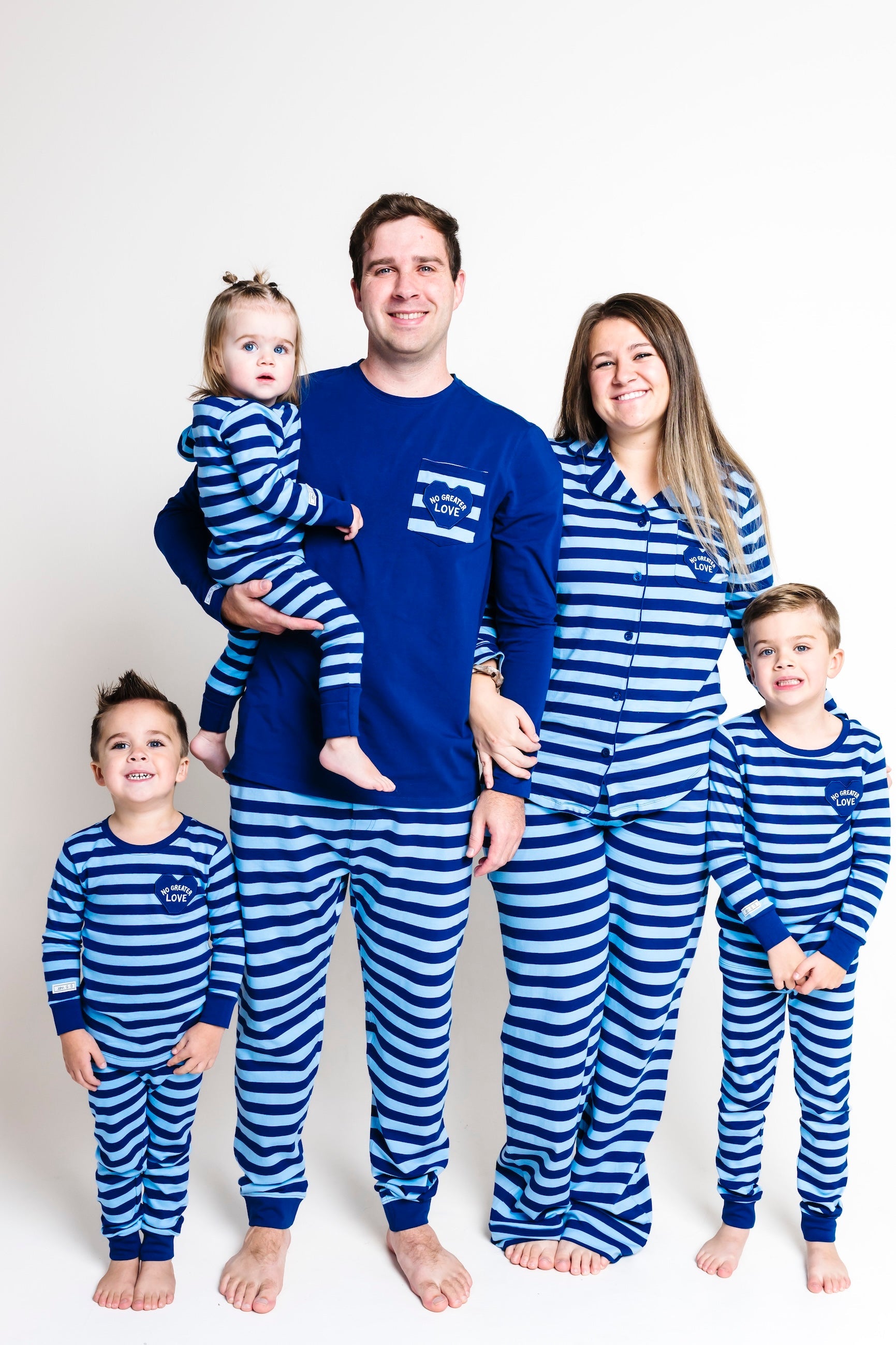 No Greater Love Blue Mens Pj Set Cotton