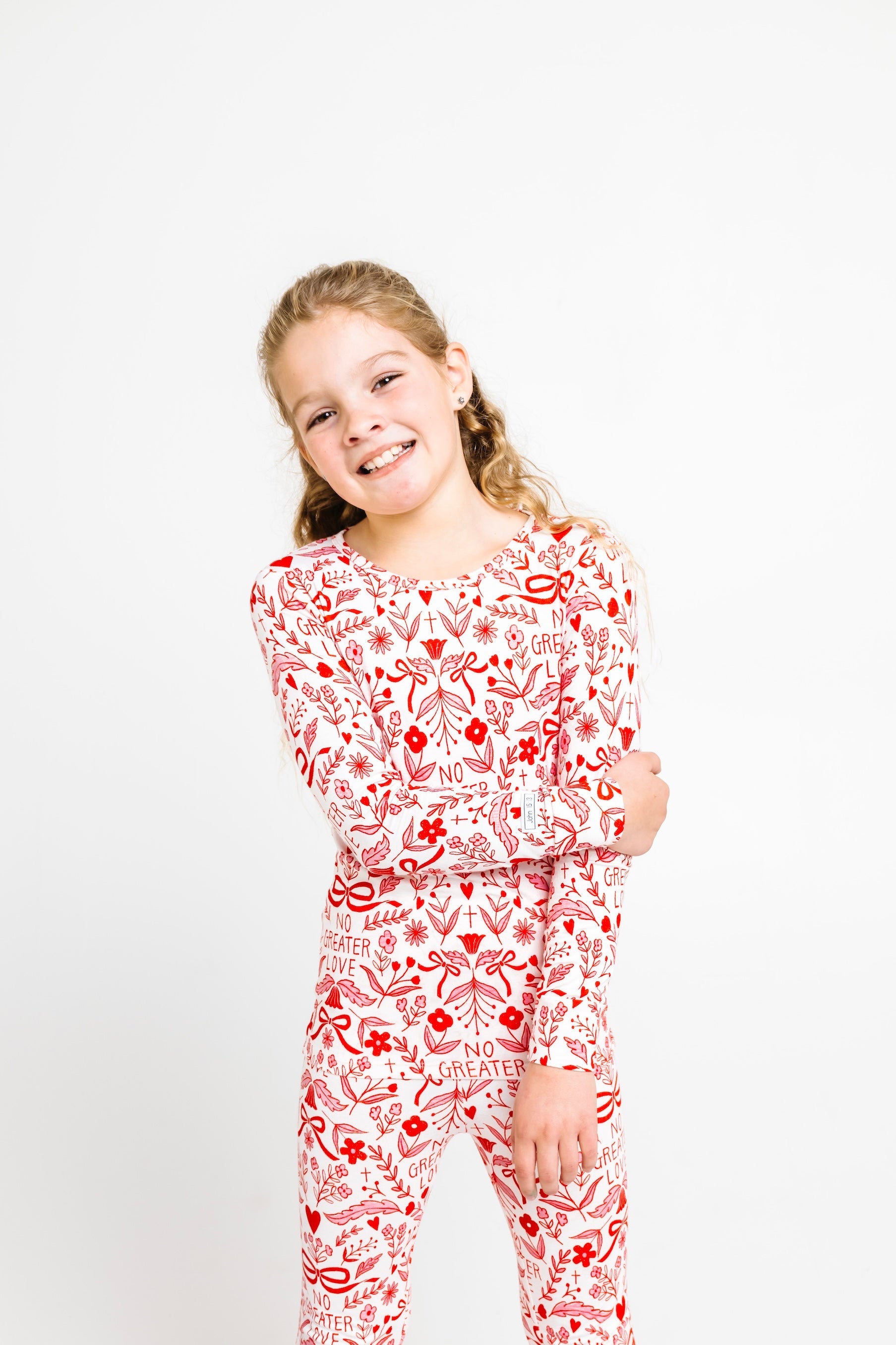 No Greater Love Pink Pj Long Sleeve Set Cotton