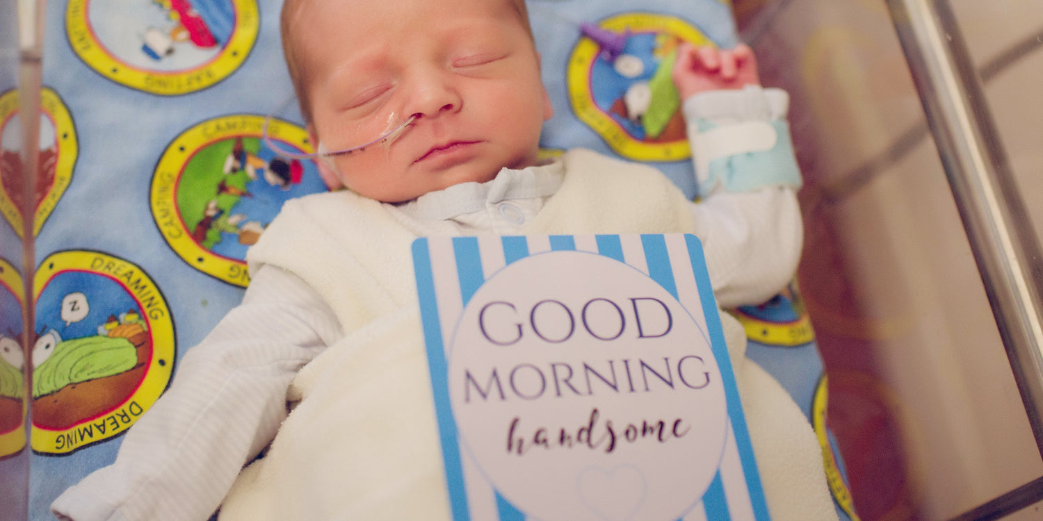 Boy Preemie Nicu Milestone Cards In Plastic