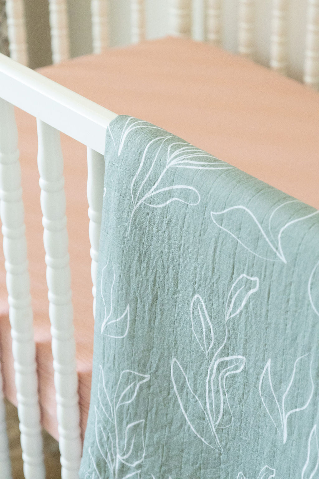 Organic Bamboo Cotton Muslin Swaddle Blanket In Natural Oasis Willow
