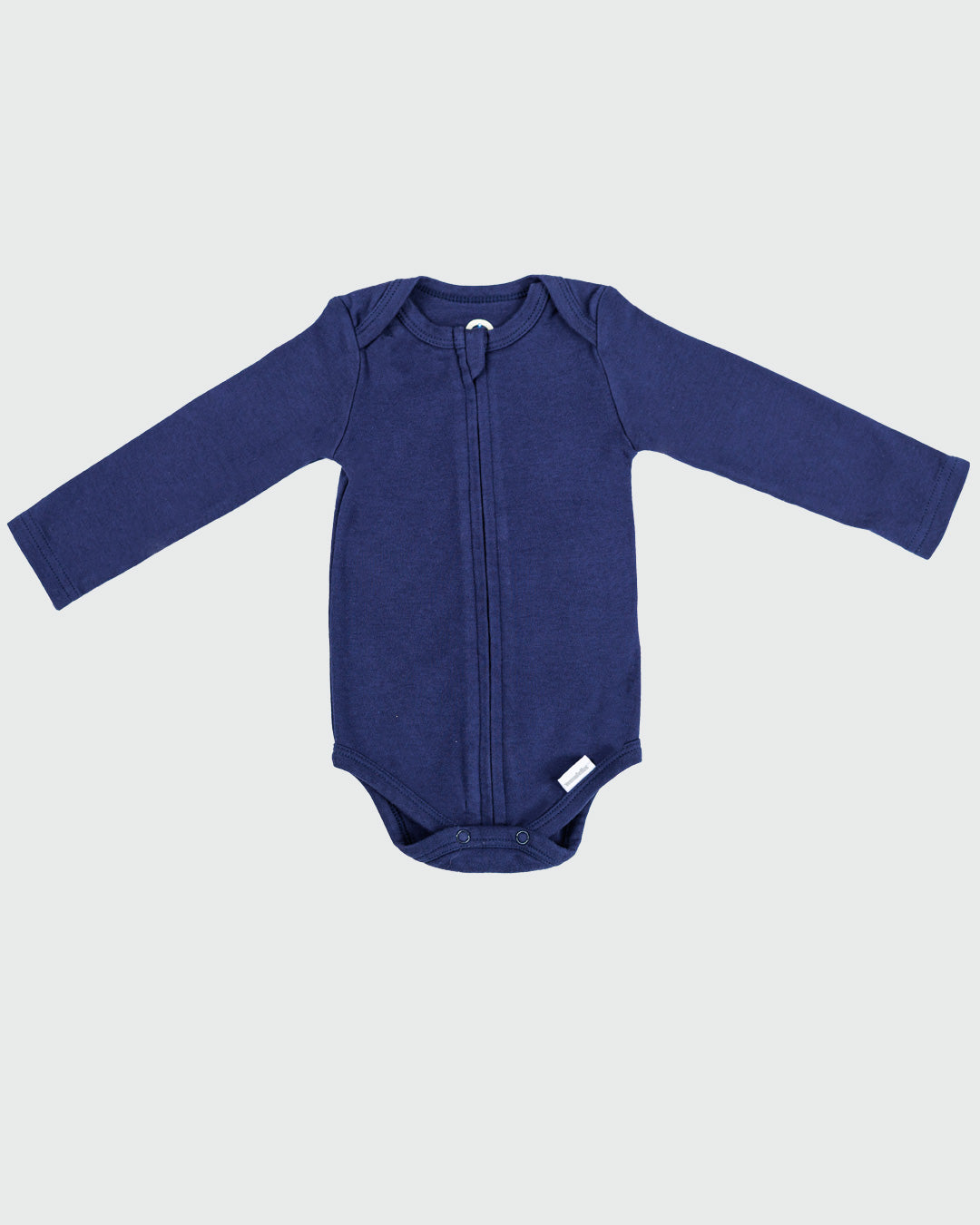 Long Sleeve Zipper Bodysuit In Navy, 0-3m