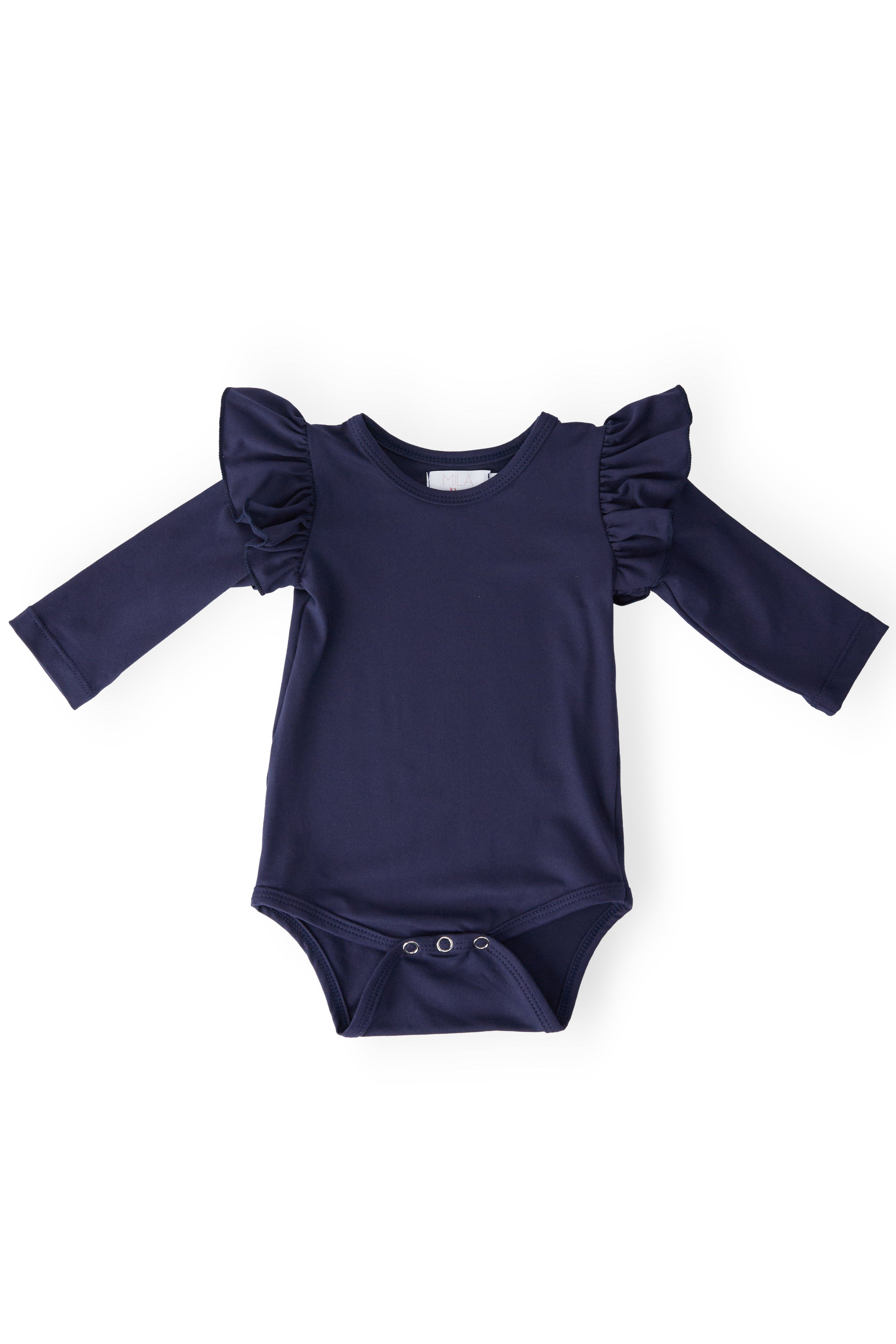 Navy L/s Flutter Bodysuit