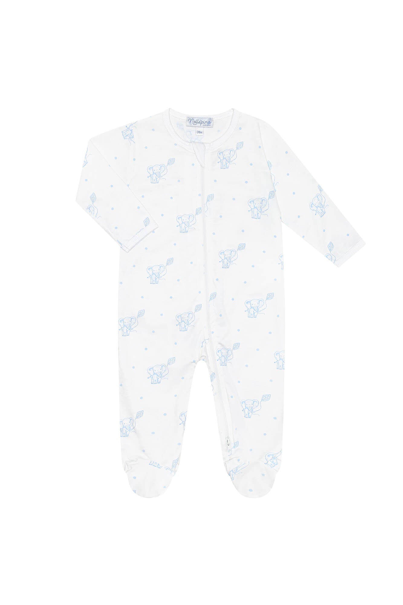 Blue Elephant Zipper Footie