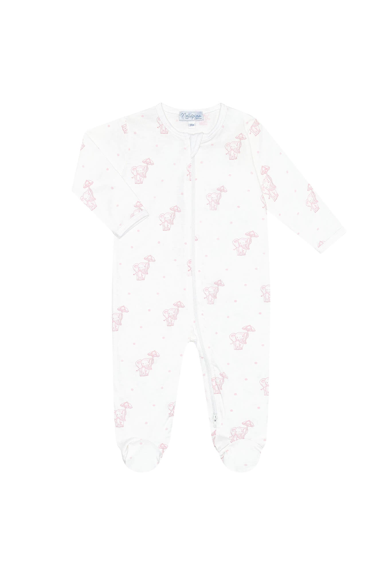 Pink Elephant Zipper Footie