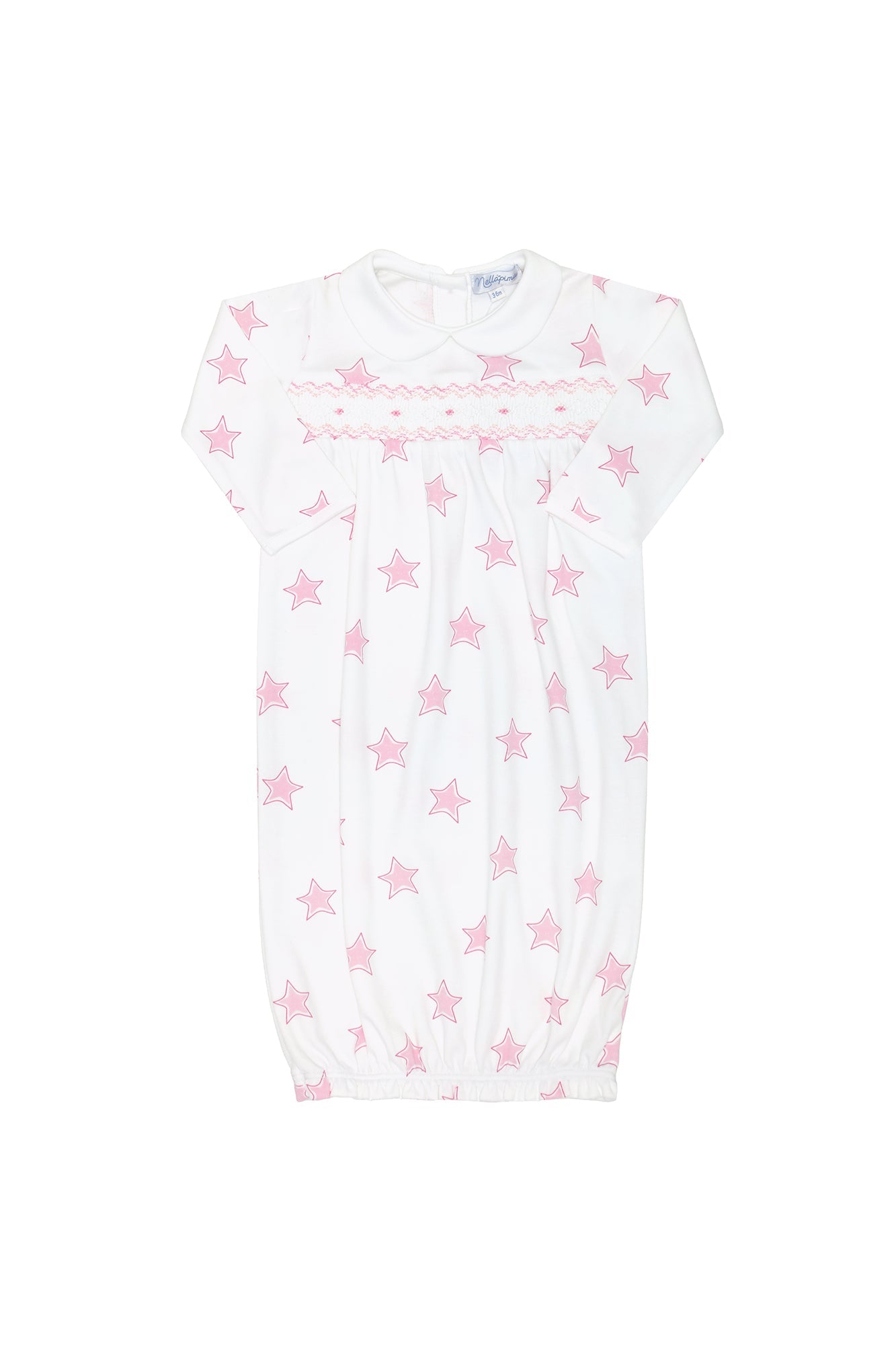 Pink Stars Print Smocked Gown