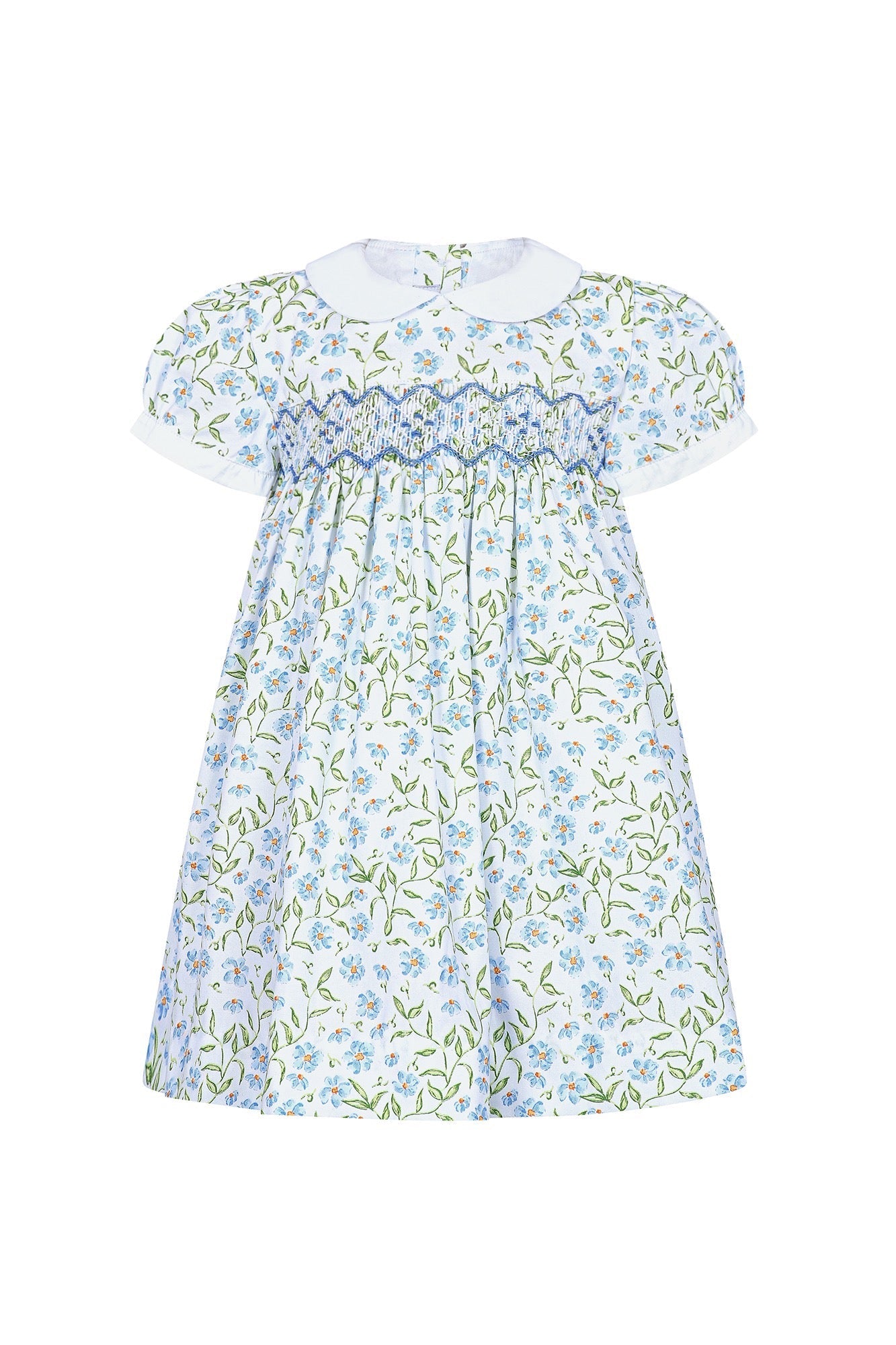 Blue Vines Woven Smocked Dress