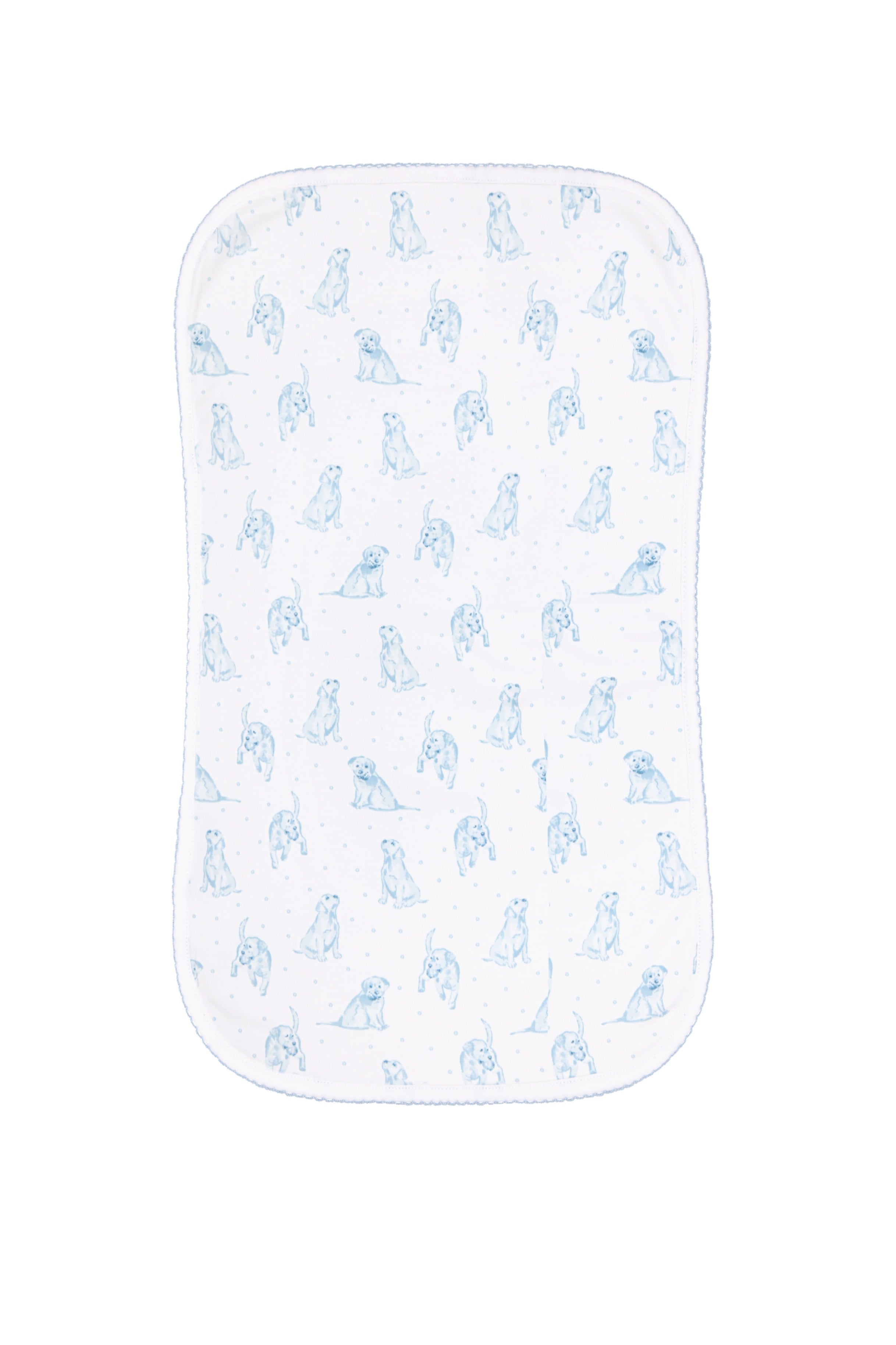 Blue Puppy Love Print Burp Cloth
