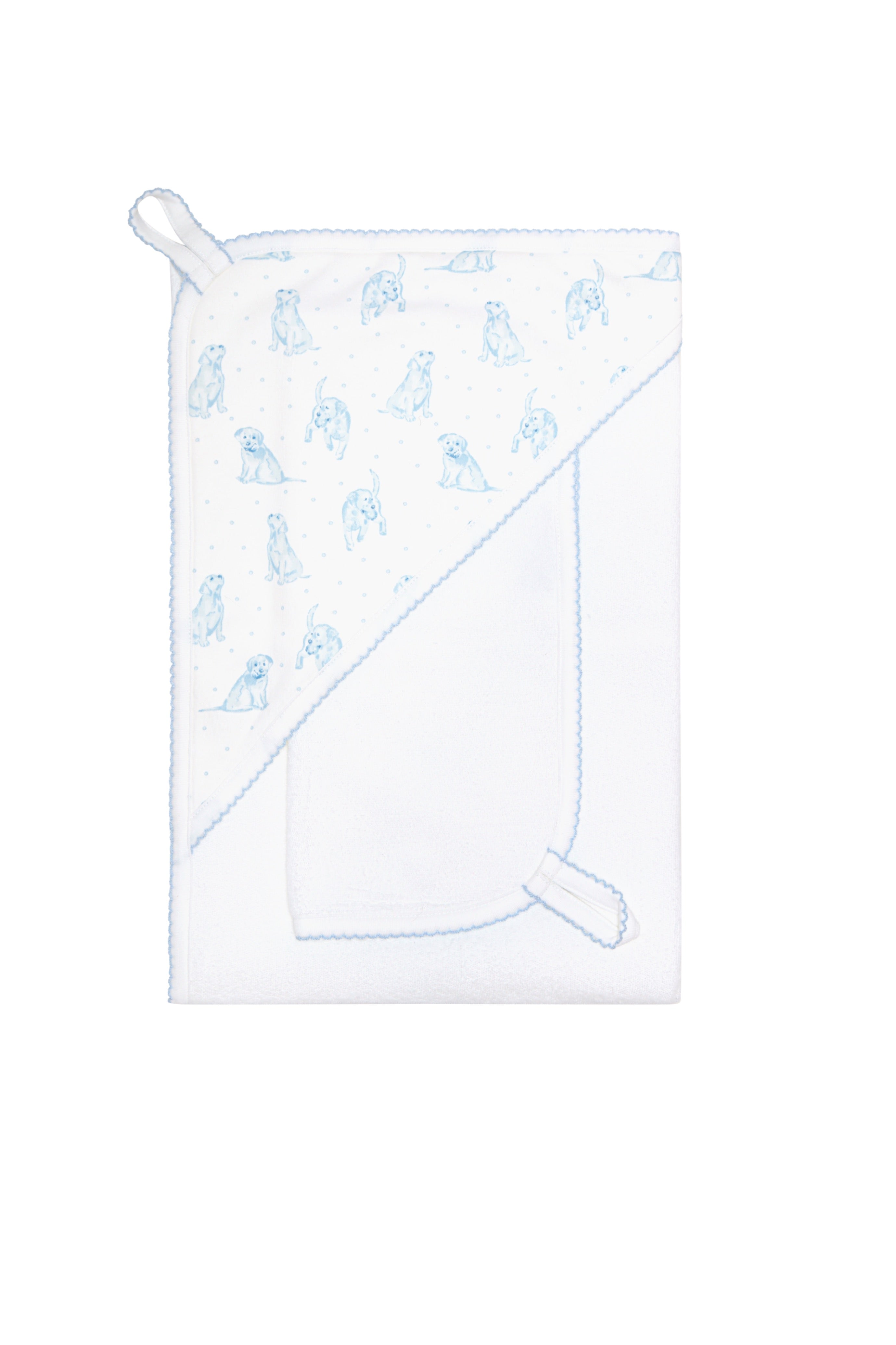 Blue Puppy Love Print Towel