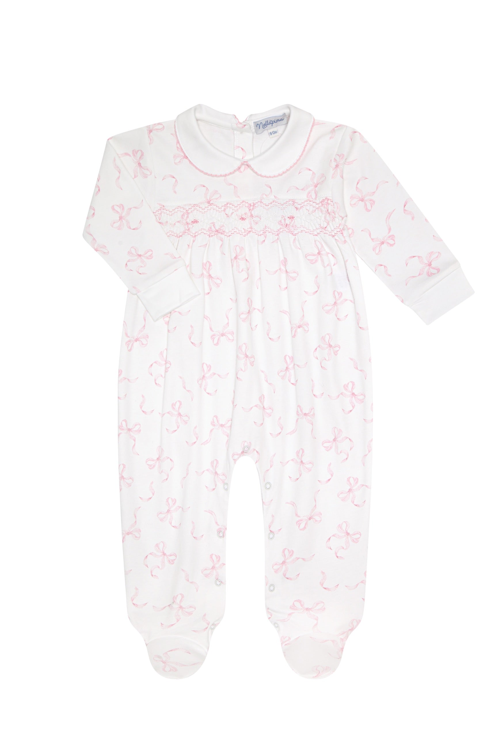 Charming Bows Print Smocked Footie