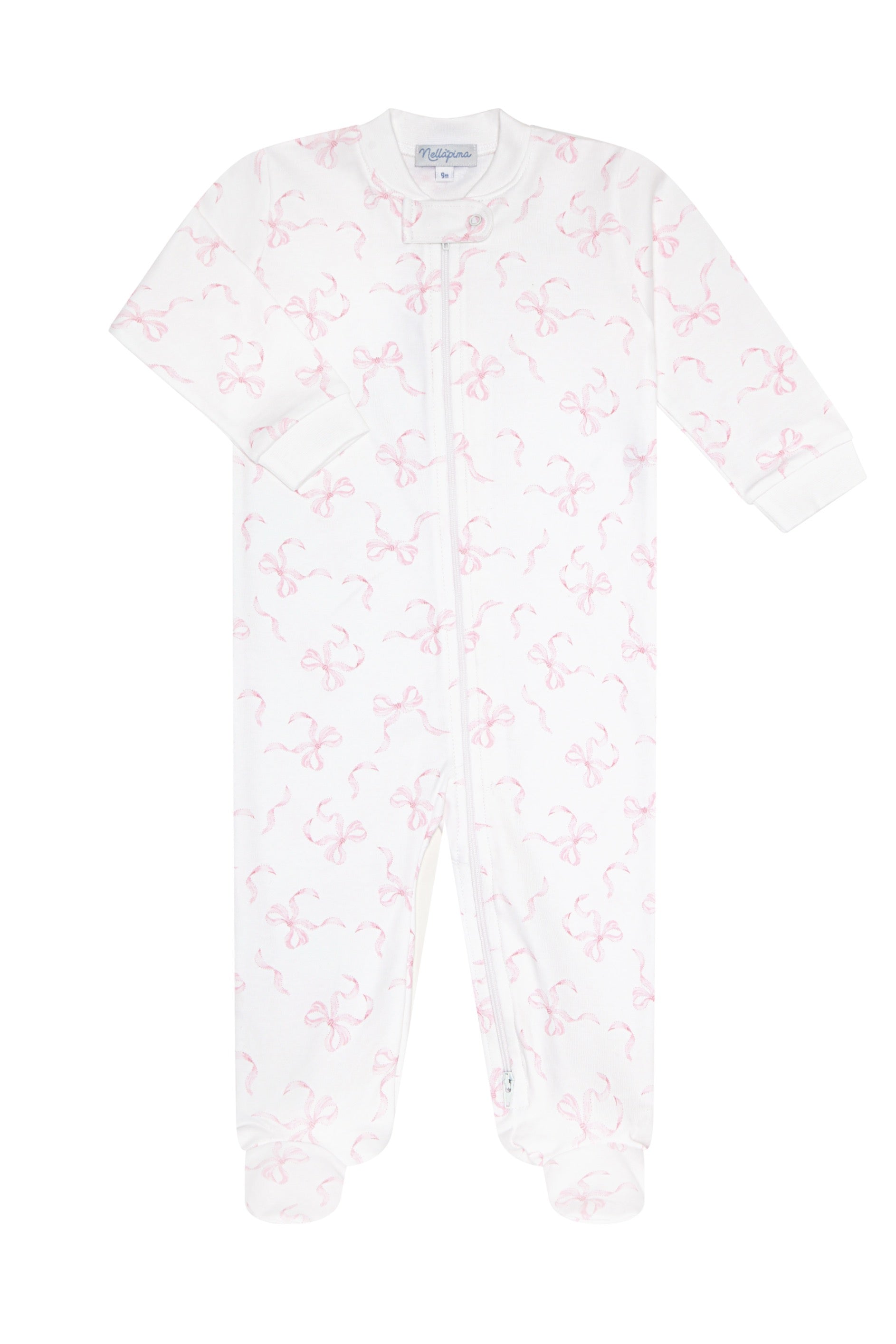 Charming Bows Print Zipper Footie