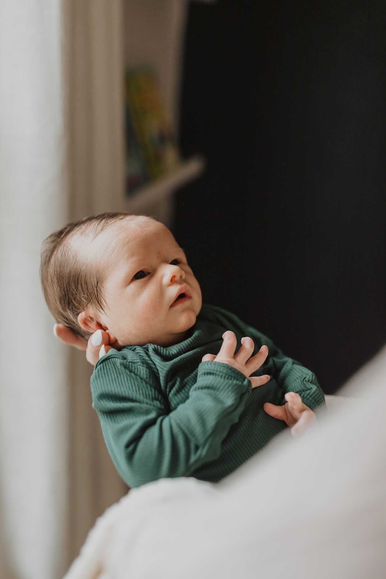 Forest Green Knotted Newborn Baby Gown