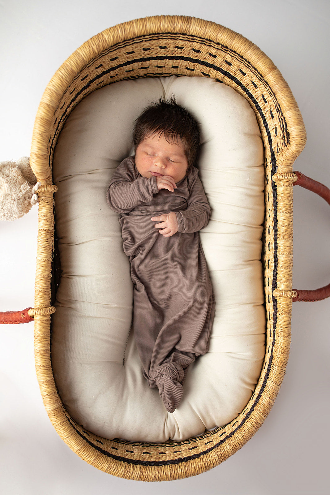 Cocoa Brown Ribbed Knotted Newborn Baby Gown