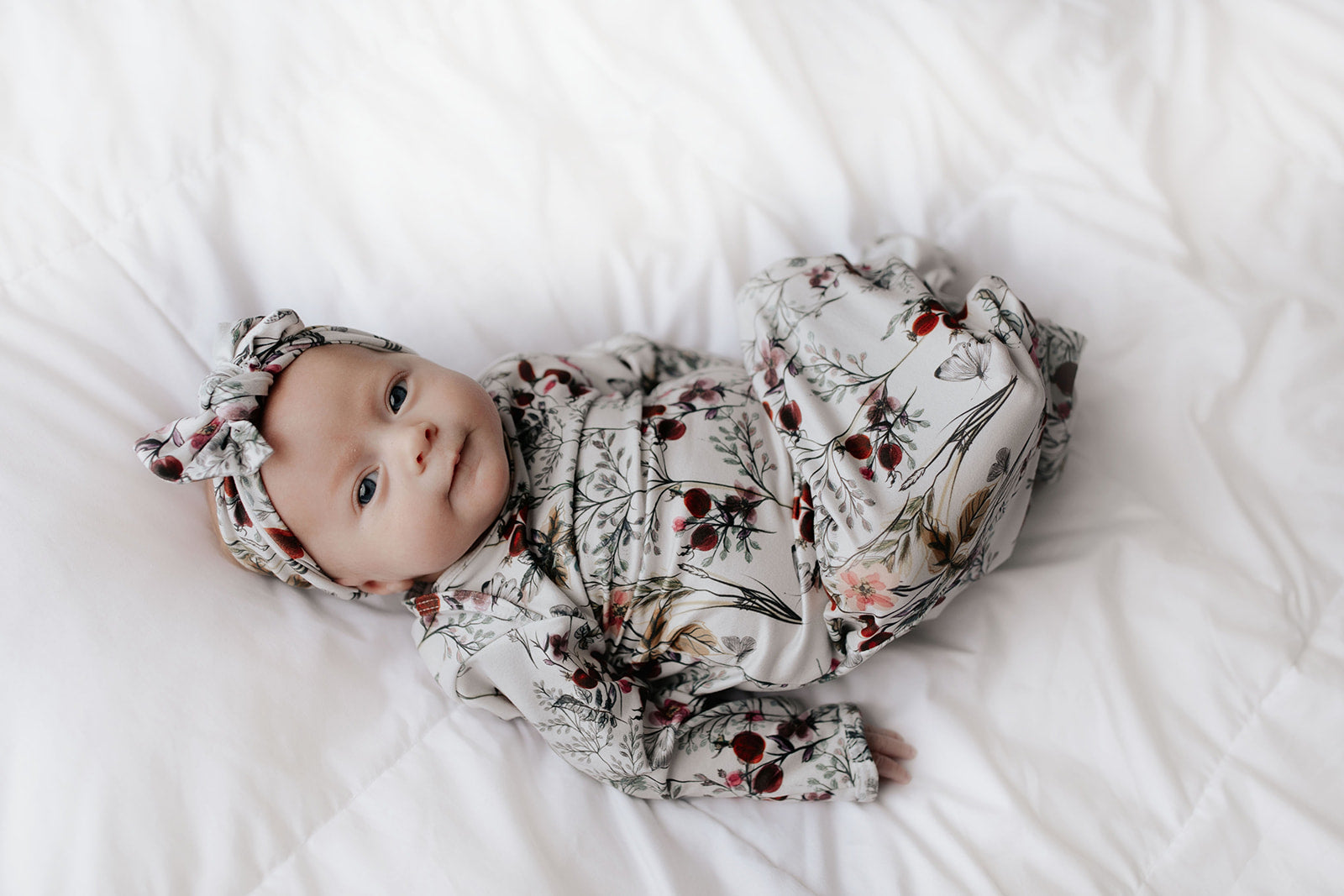 Floral Newborn Knotted Baby Gown