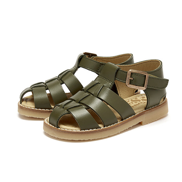 Noah Kids Fisherman Sandal Olive Leather