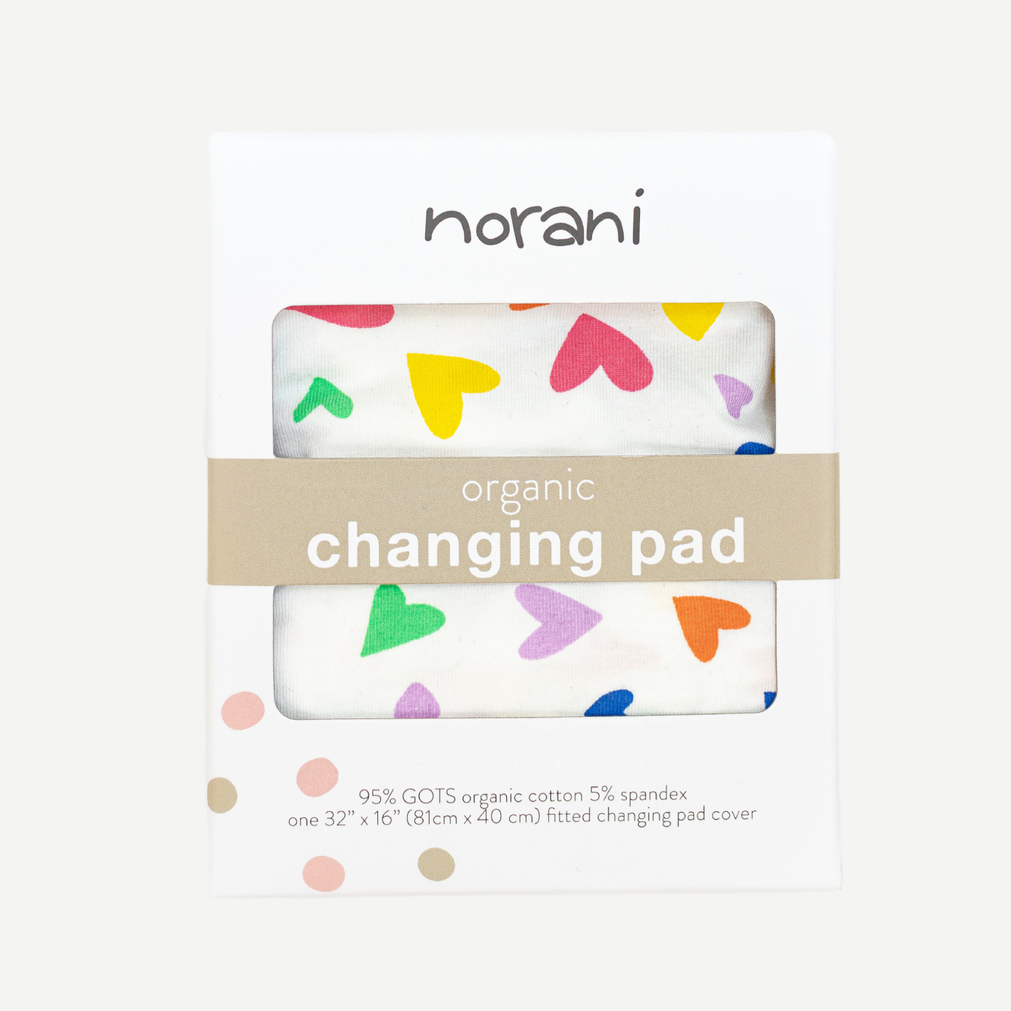 Colorful Hearts Organic Changing Pad Cover