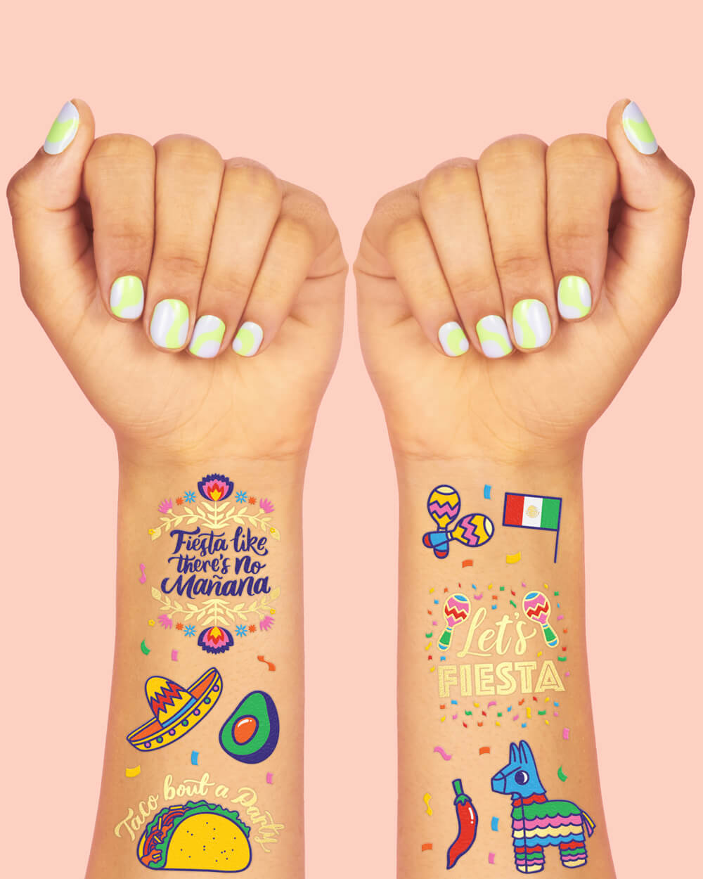 Let's Fiesta Tats - 40 Foil Temporary Tattoos