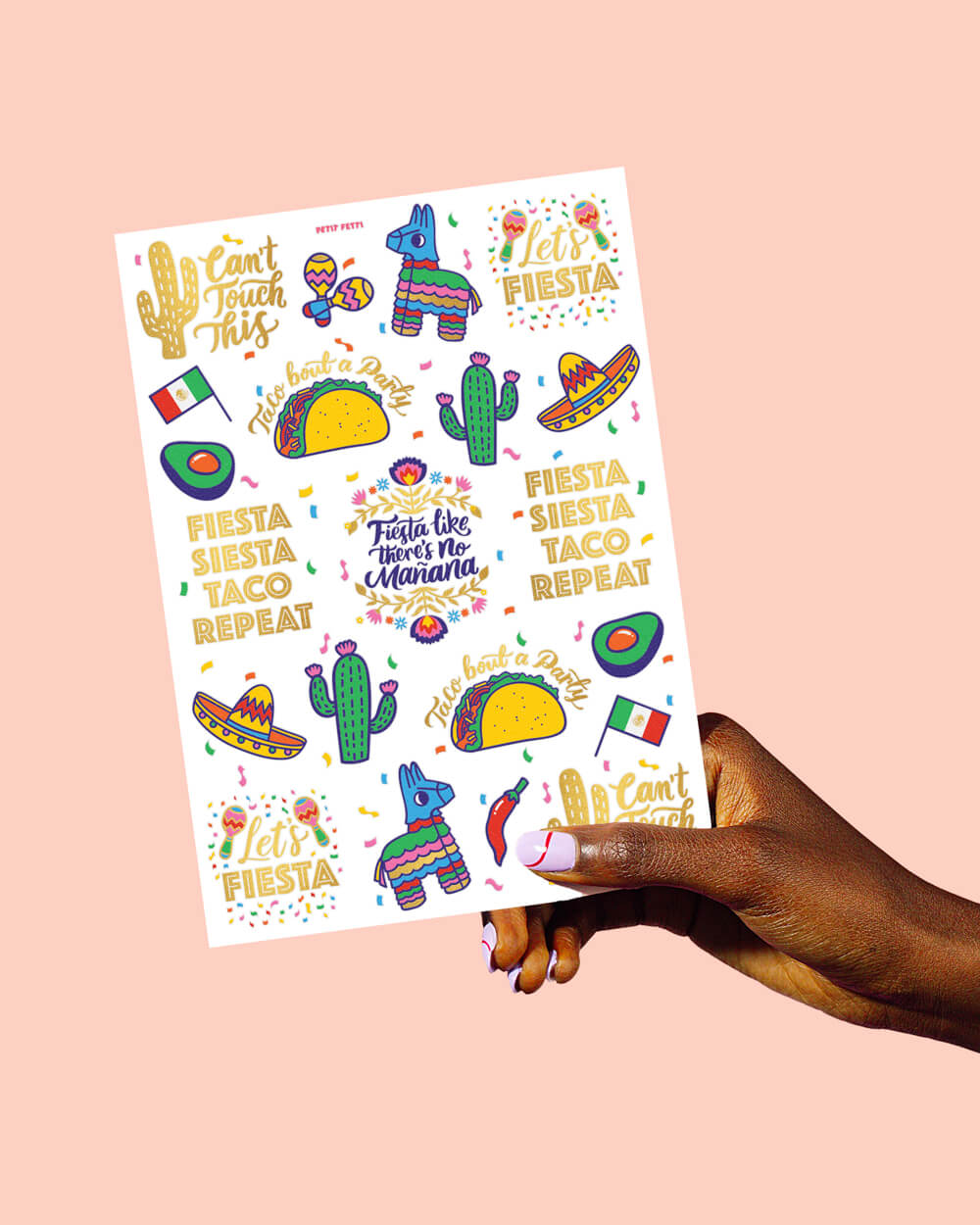 Let's Fiesta Tats - 40 Foil Temporary Tattoos