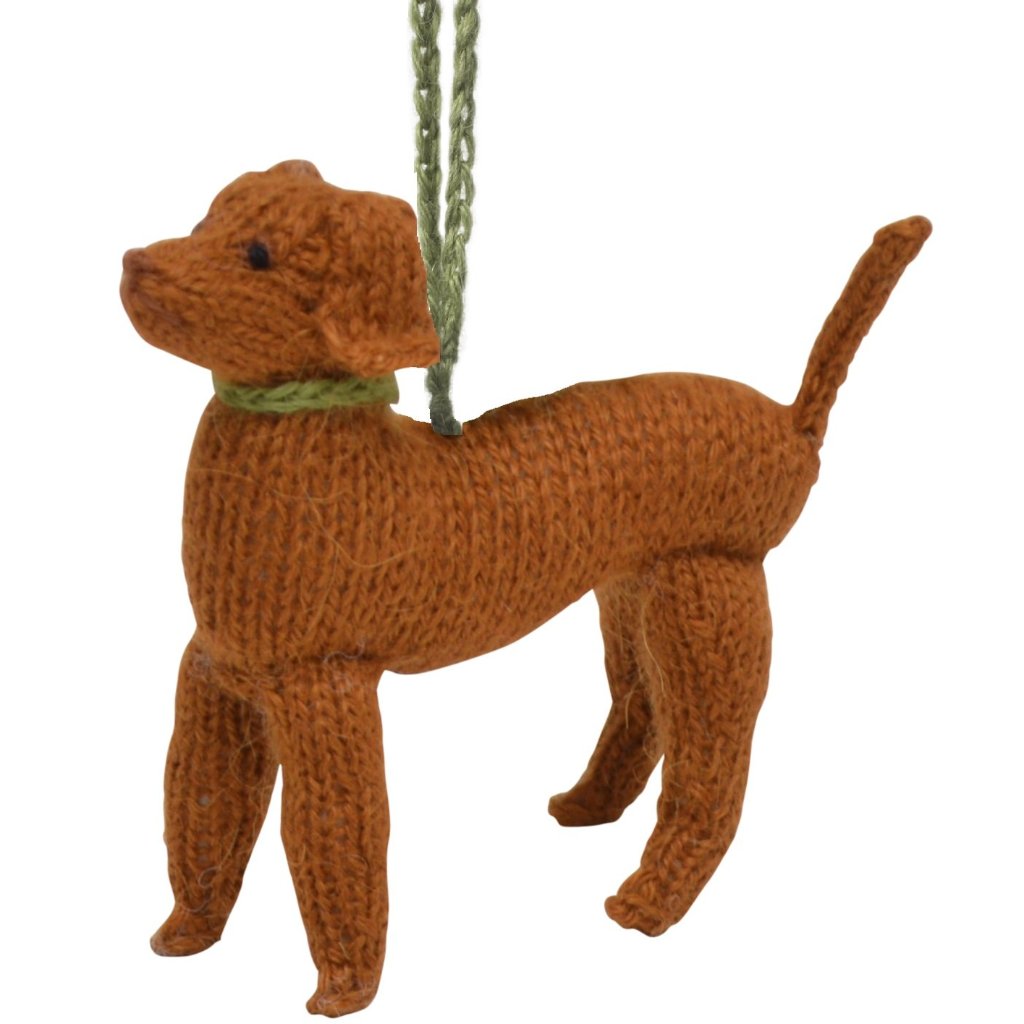 Hand Knit Alpaca Wool Christmas Ornament - Vizsla Dog