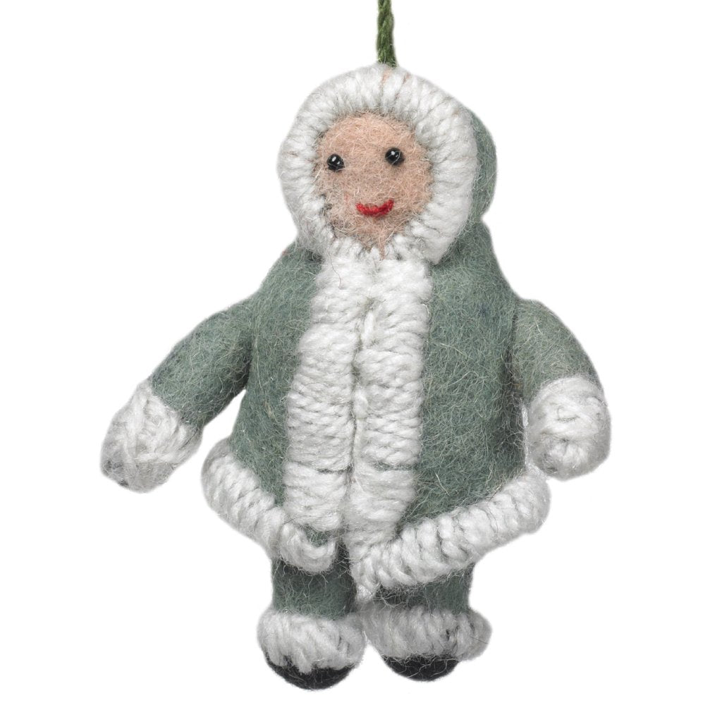 Handmade Felt Snowsuit Gal Christmas Ornament - In Gray