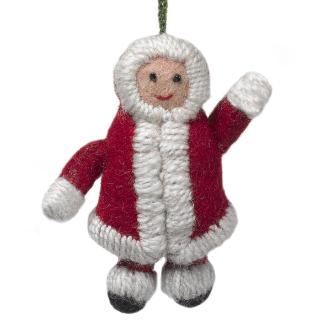 Handmade Felt Snowsuit Gal Christmas Ornament - In Red