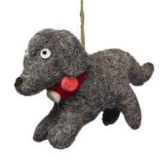 Handmade Felt Gray Dog Christmas Ornament