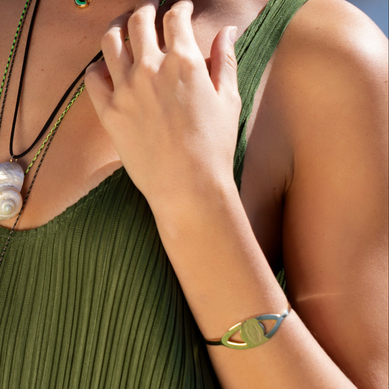 Gold Evil Eye Bangle