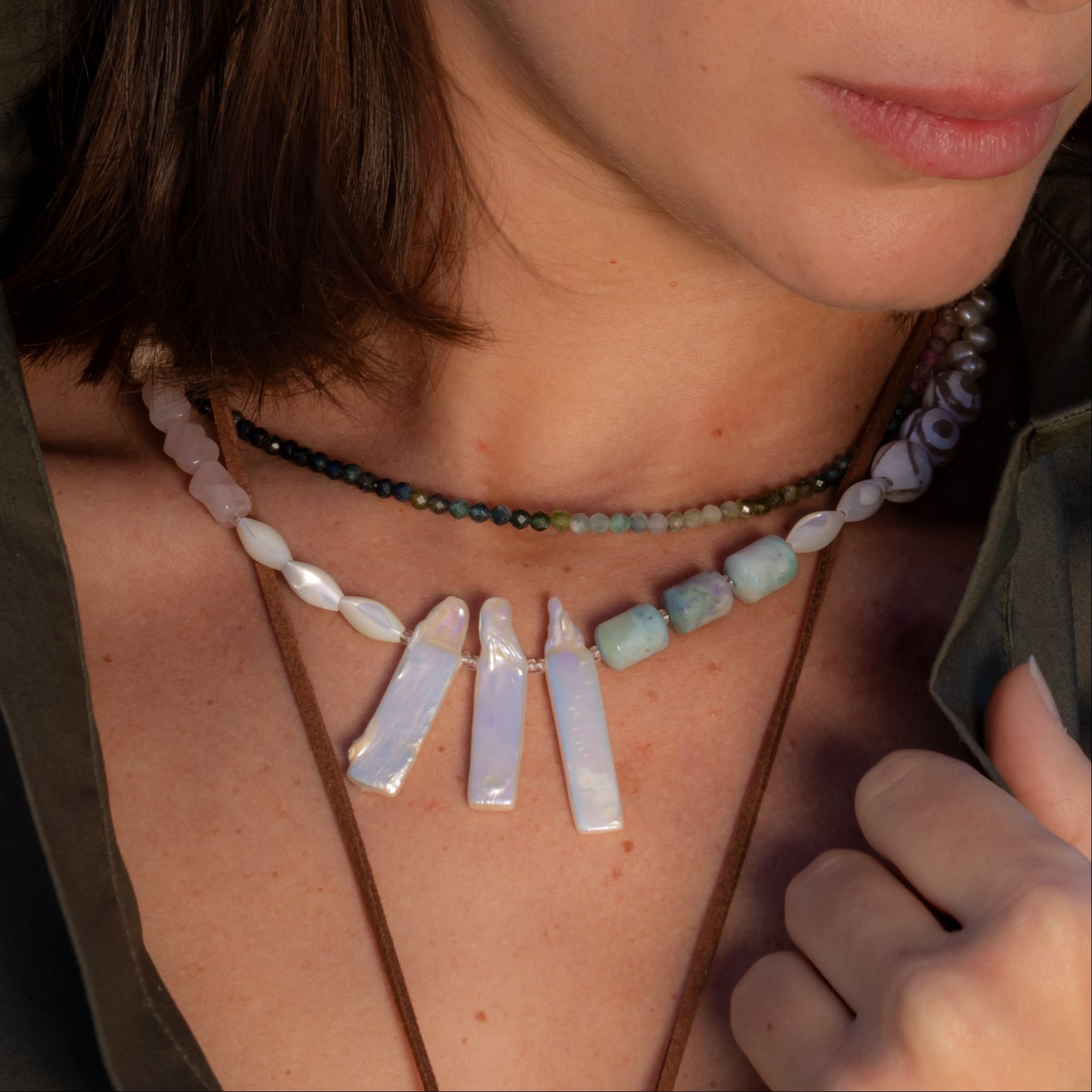 Addison Pearl & Stone Choker