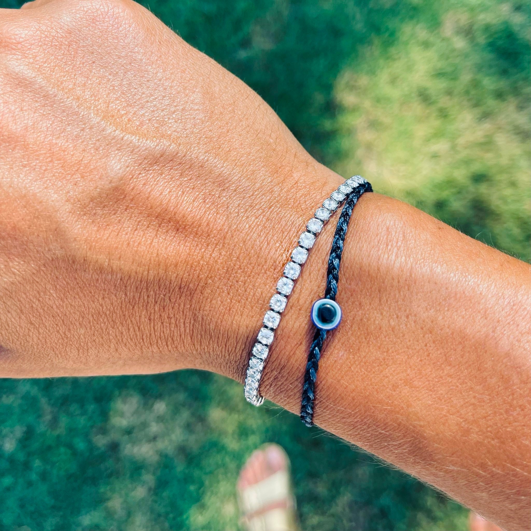 Dark Evil Eye Braided Bead Bracelet Bundle