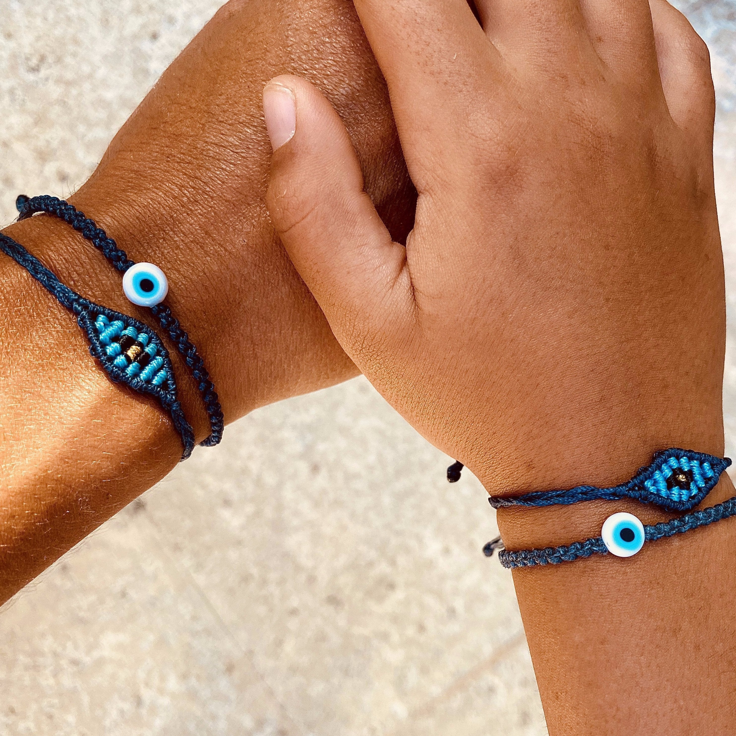 Dark Evil Eye Braided Bead Bracelet Bundle