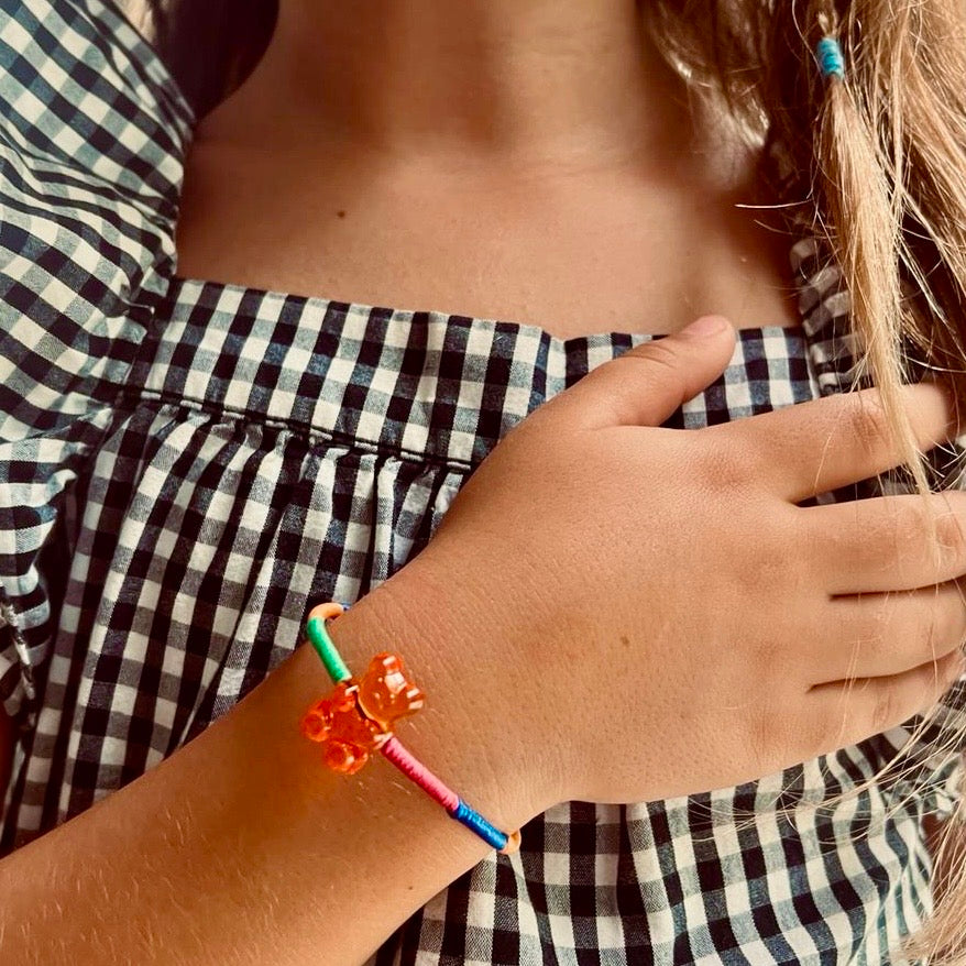 Kids Pink Gummy Bear Rainbow Bracelet