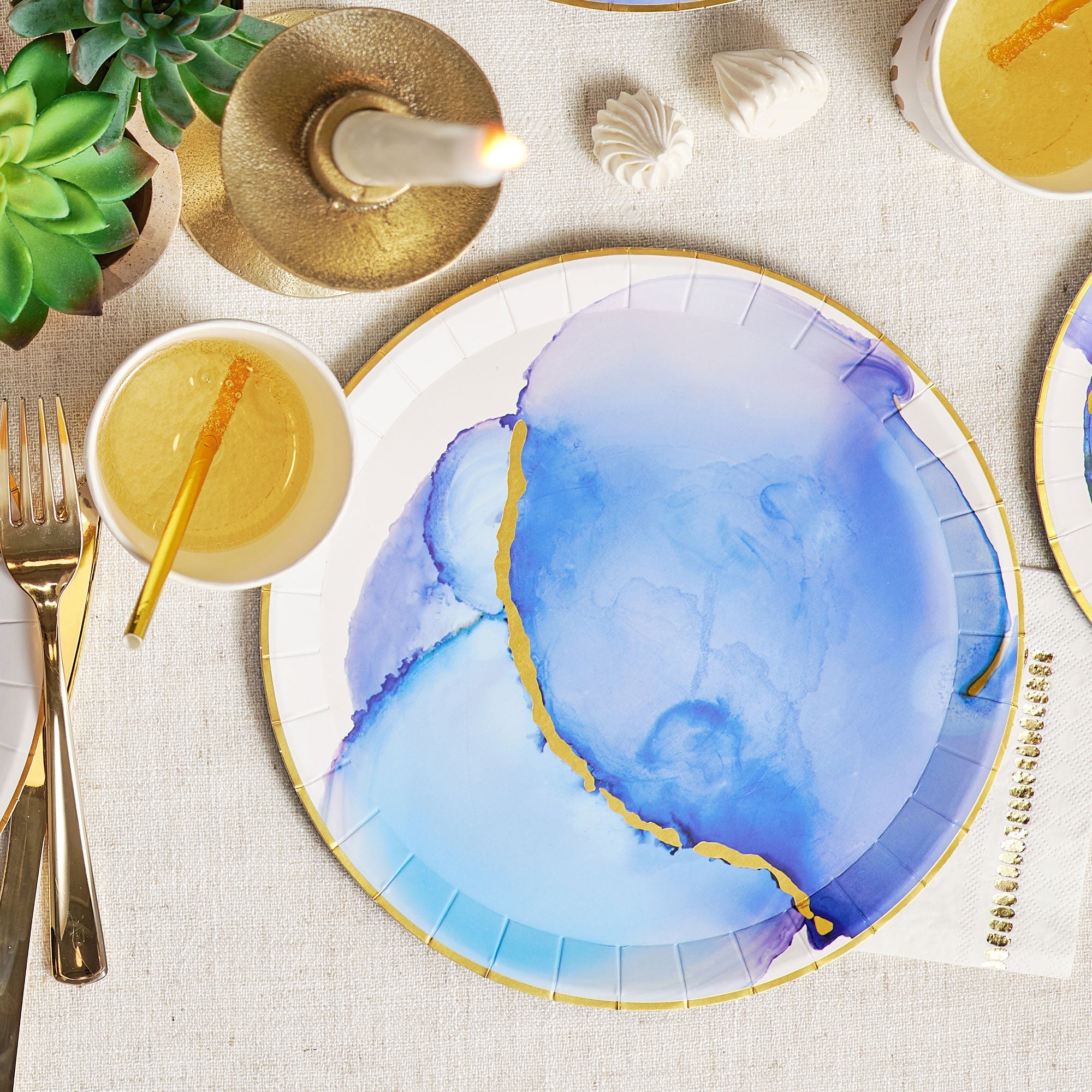 Ocean Watercolor Large Plates (10 Per Pack)