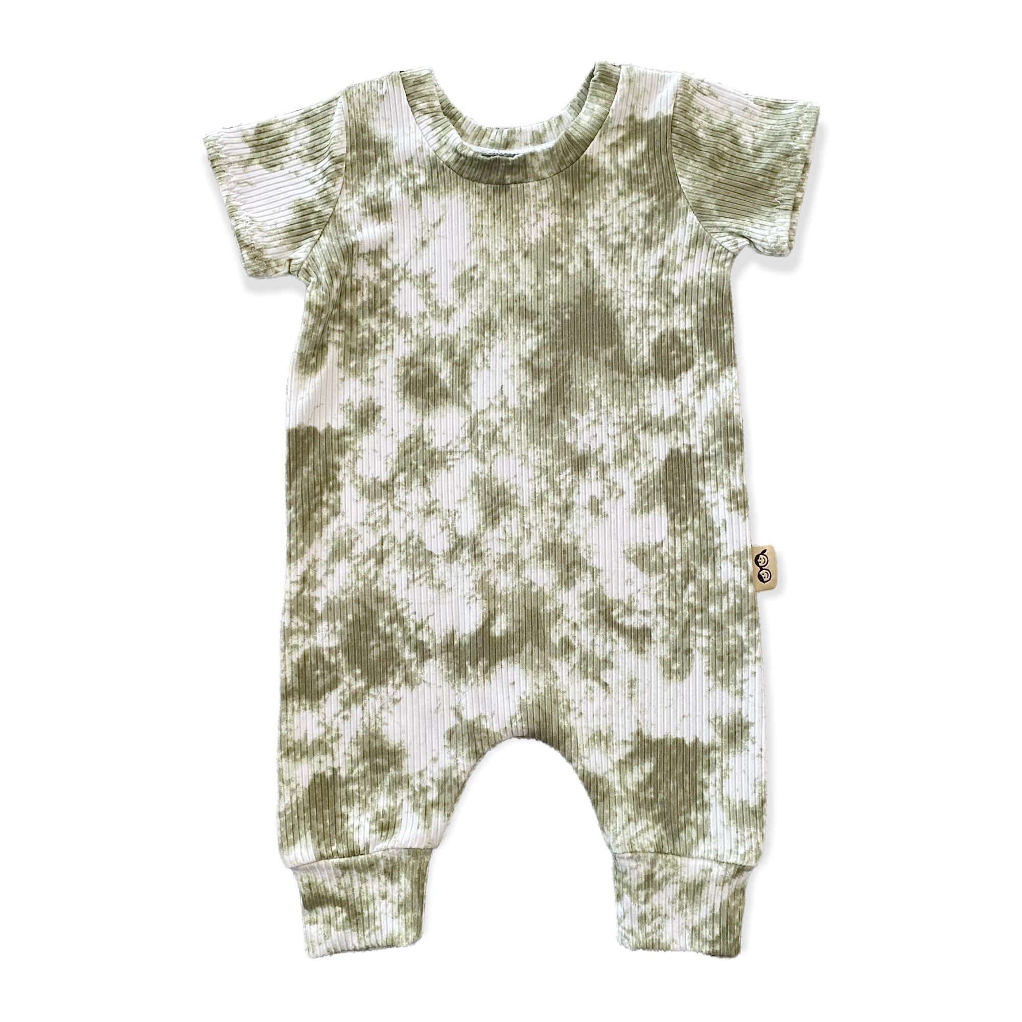 Olive Green Tie Dye Ribbed Harem Romper