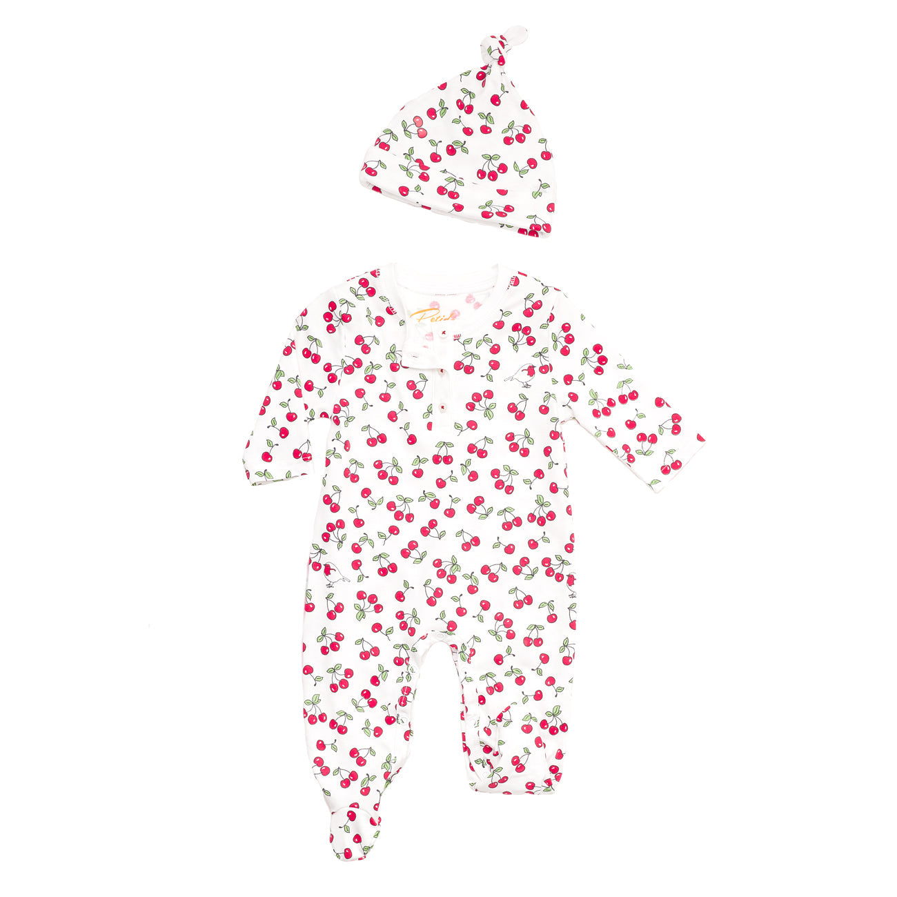 Cherries Onesie +hat Pajamas Set