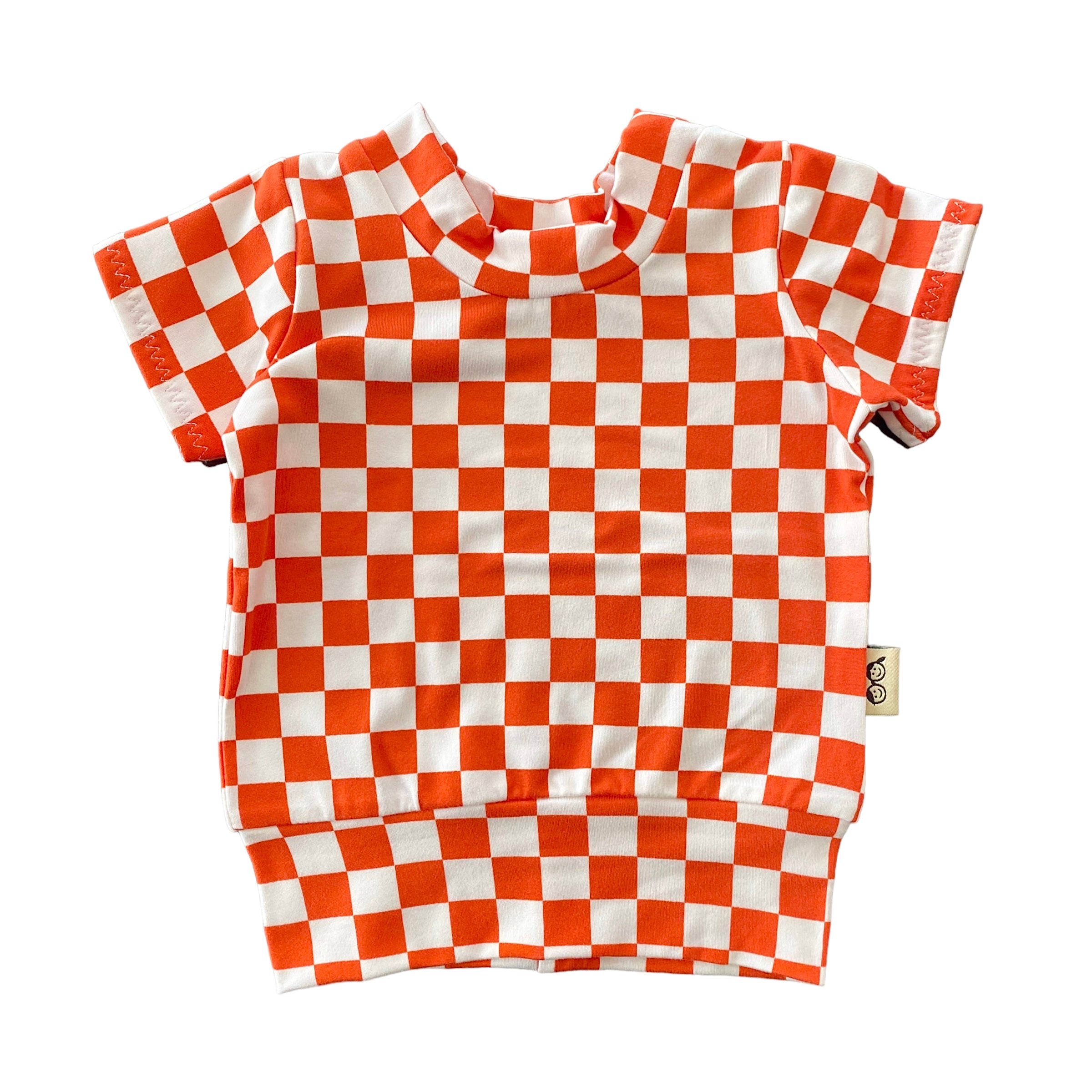 Orange Retro Checkered Summer Lounge Top