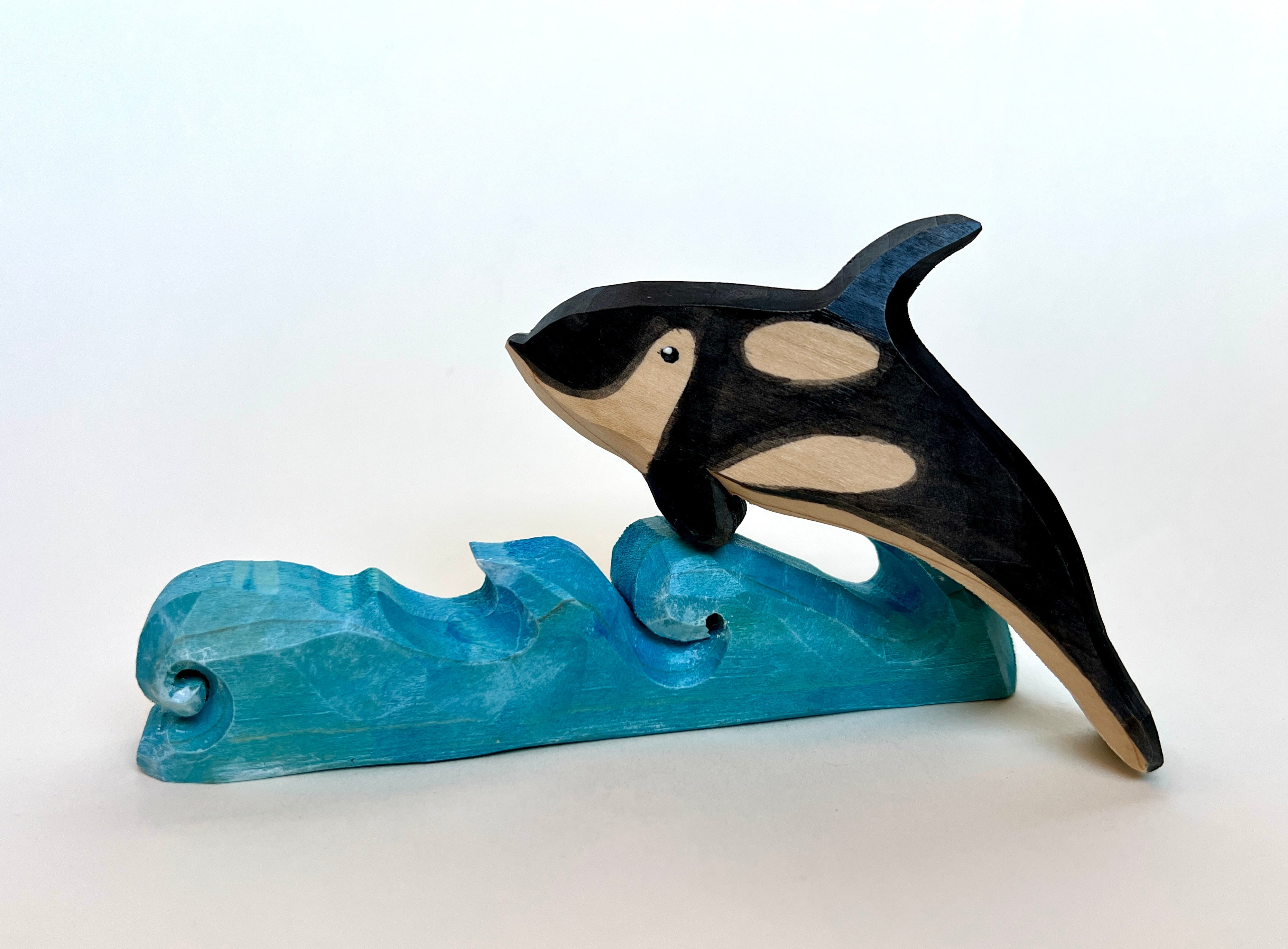 Hand Carved Orca On The Wave