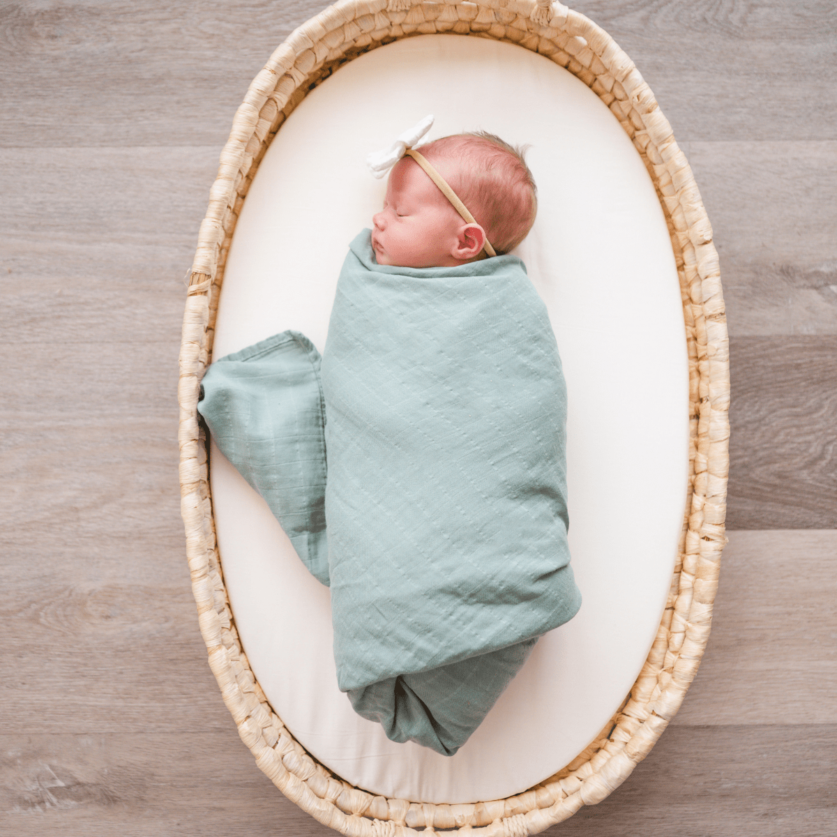 Organic Muslin Swaddle Blanket, Green