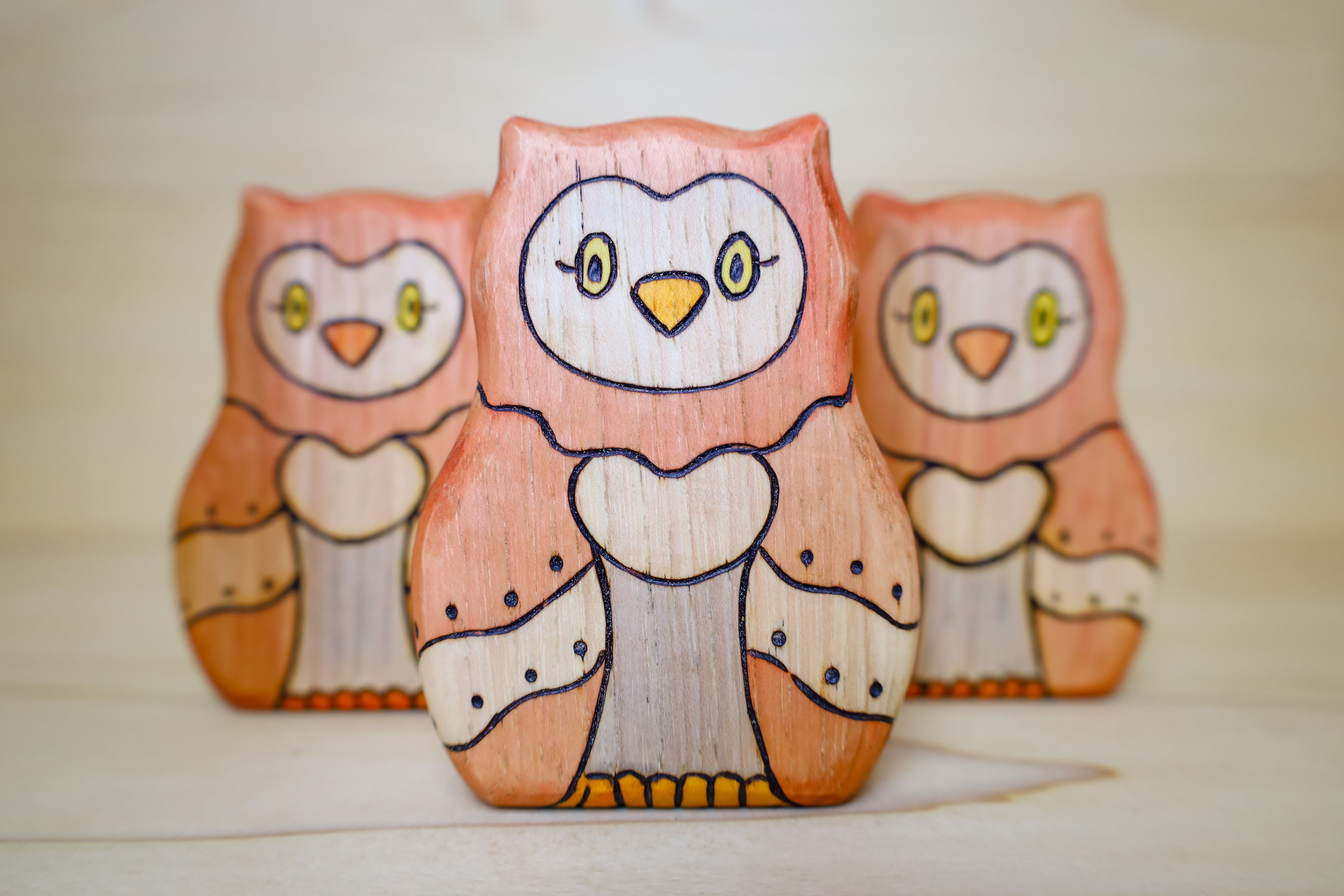 Wooden Horned Owl Toy