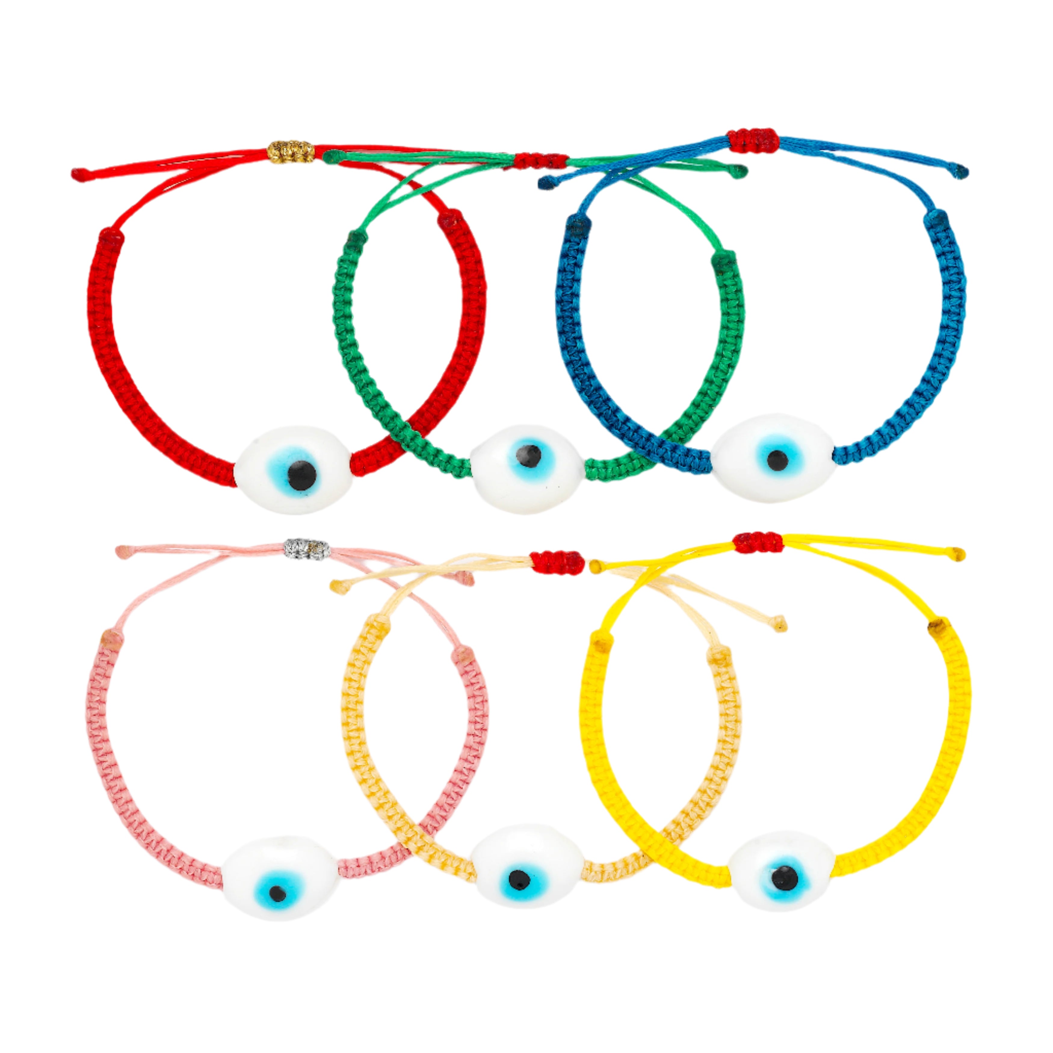 Oval White Ceramic Evil Eye Bracelet