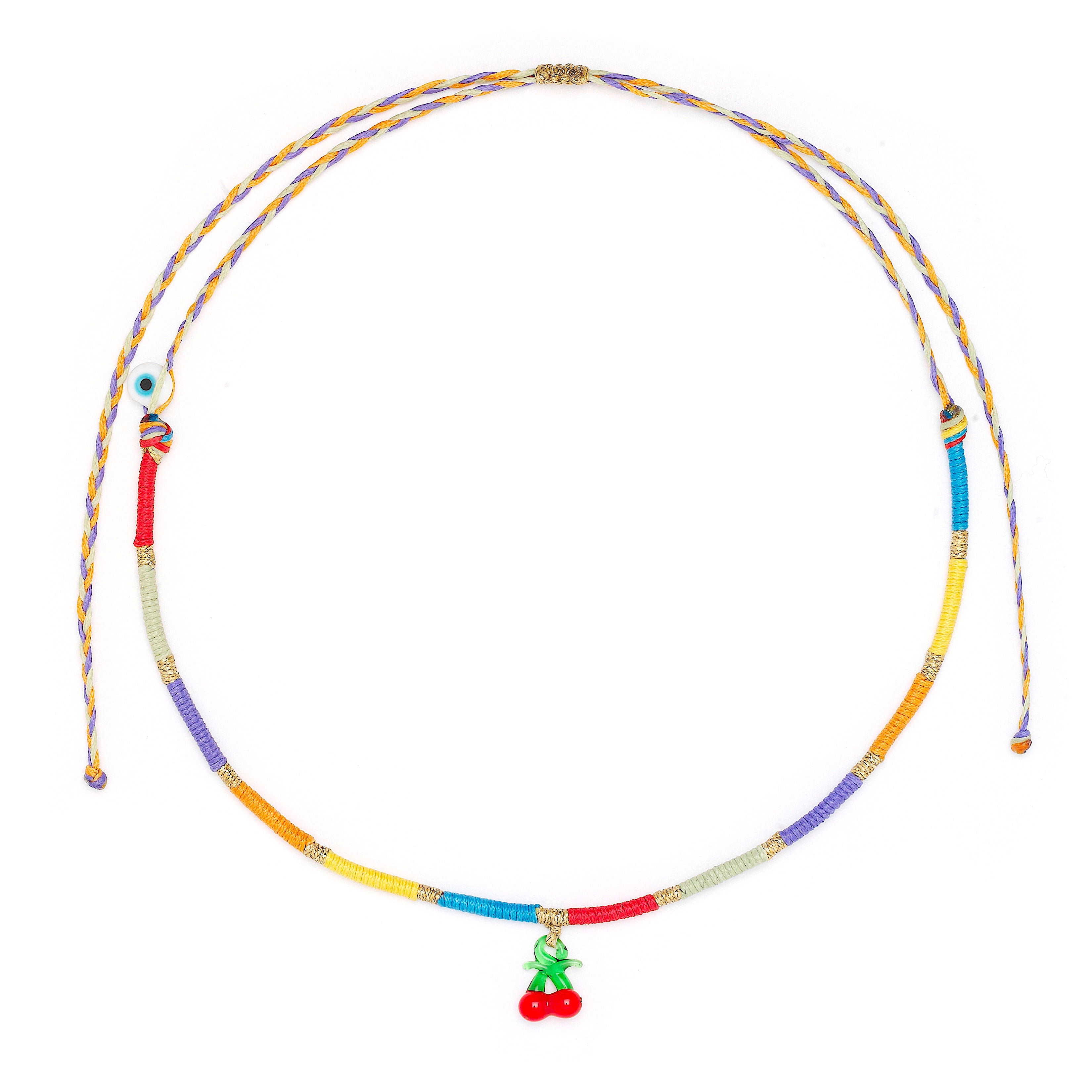 Kids Cherry Rainbow Threaded Necklace