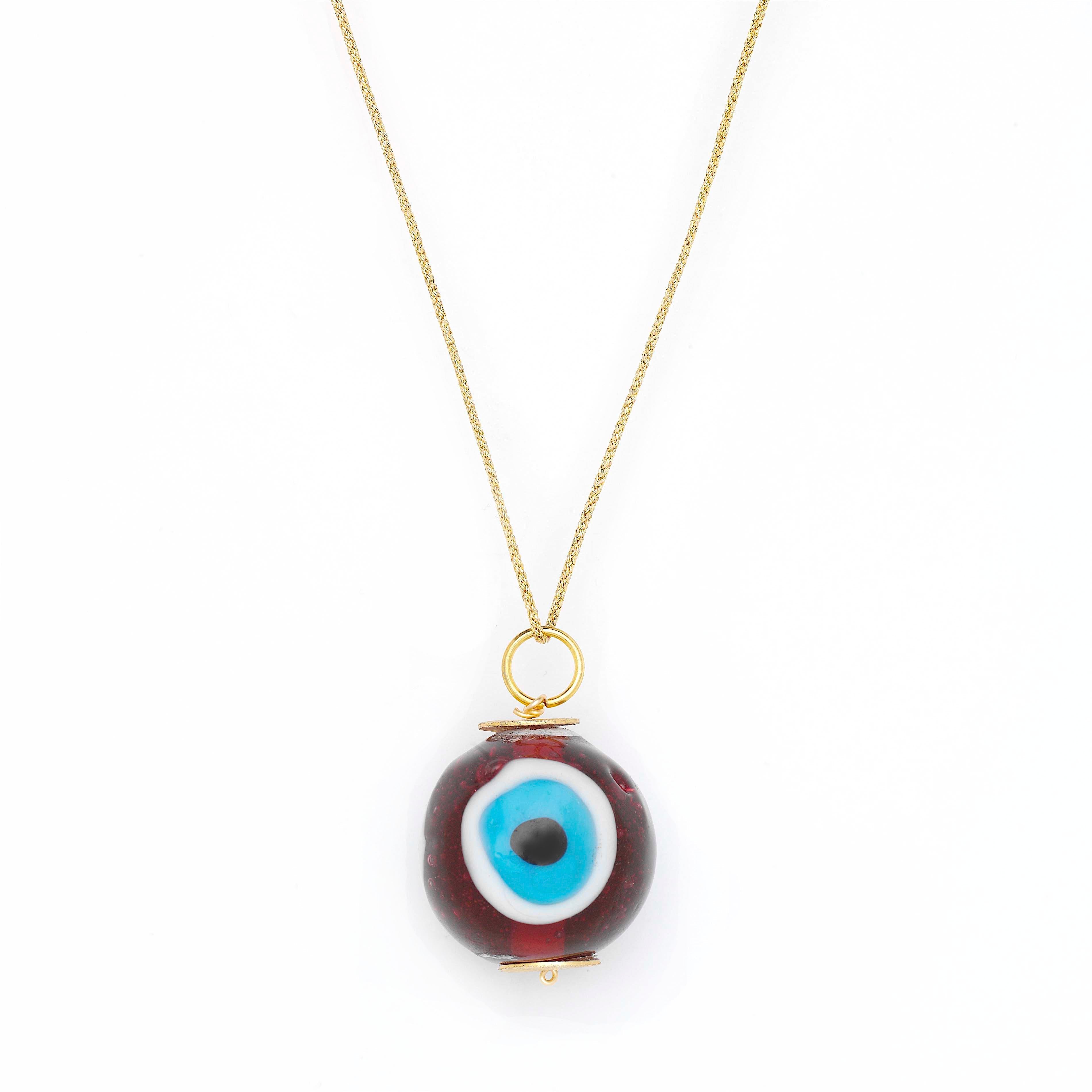Merlot Evil Eye Pendant Necklace