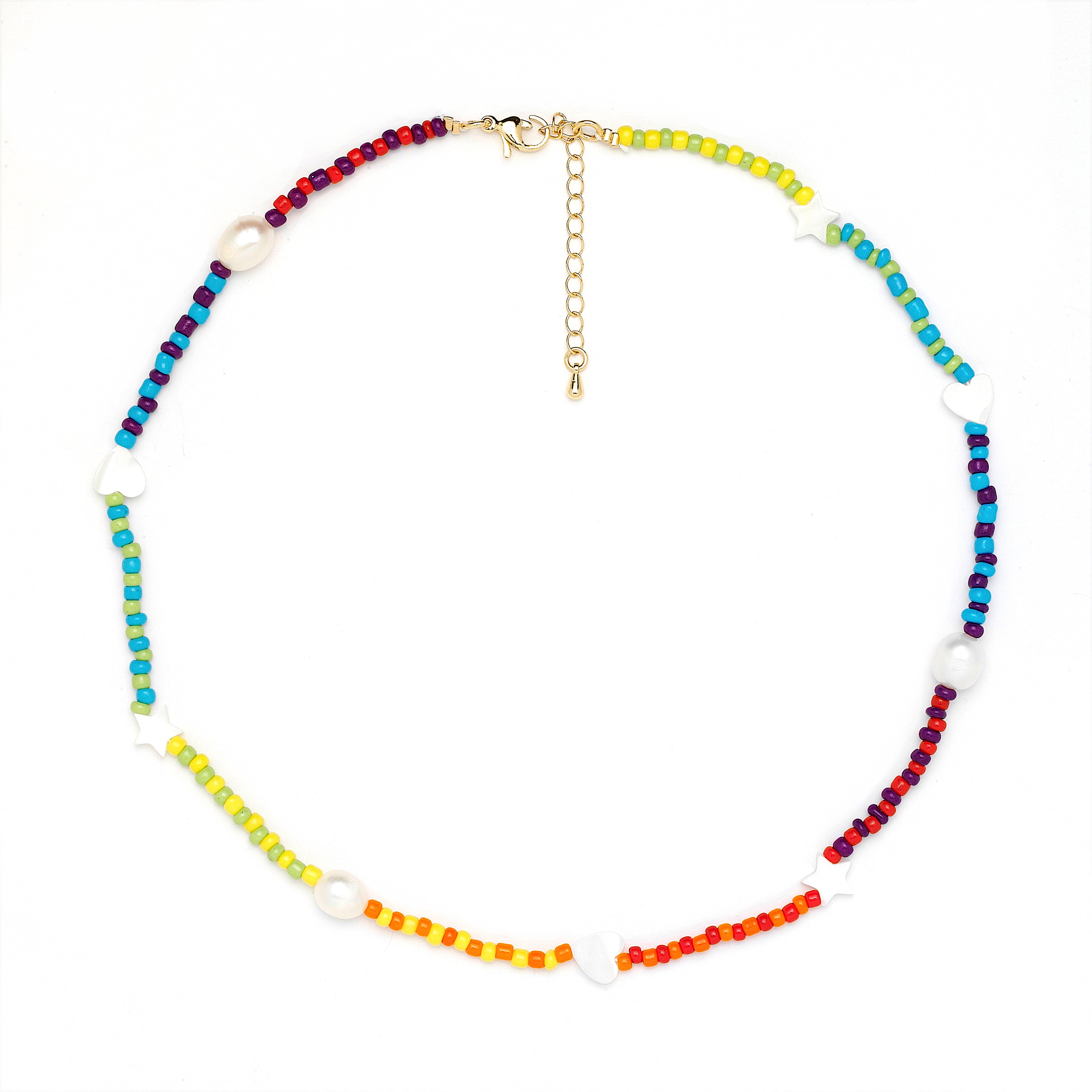 Rainbow Charm & Pearl Choker