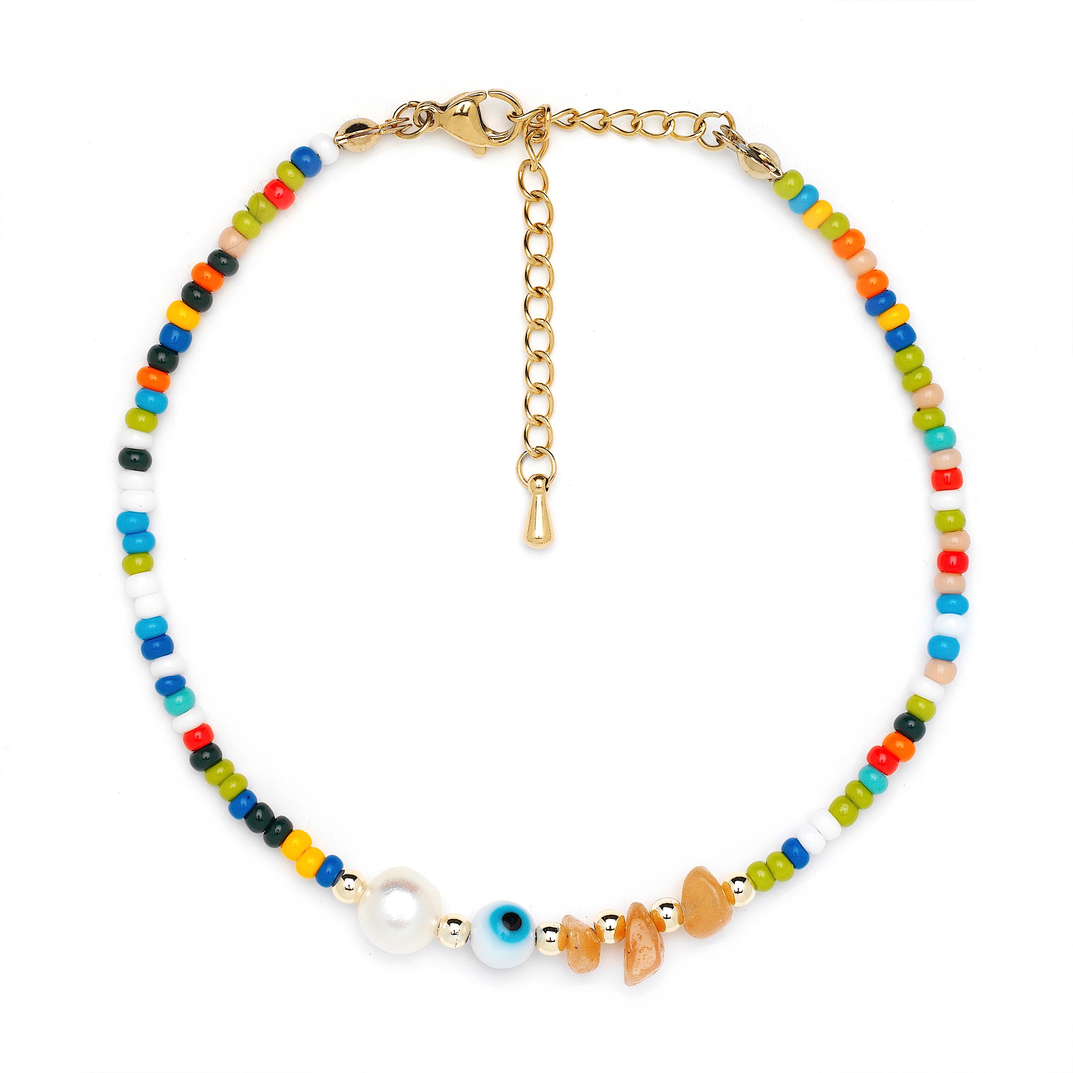 Trisha Coral & Bead Anklet