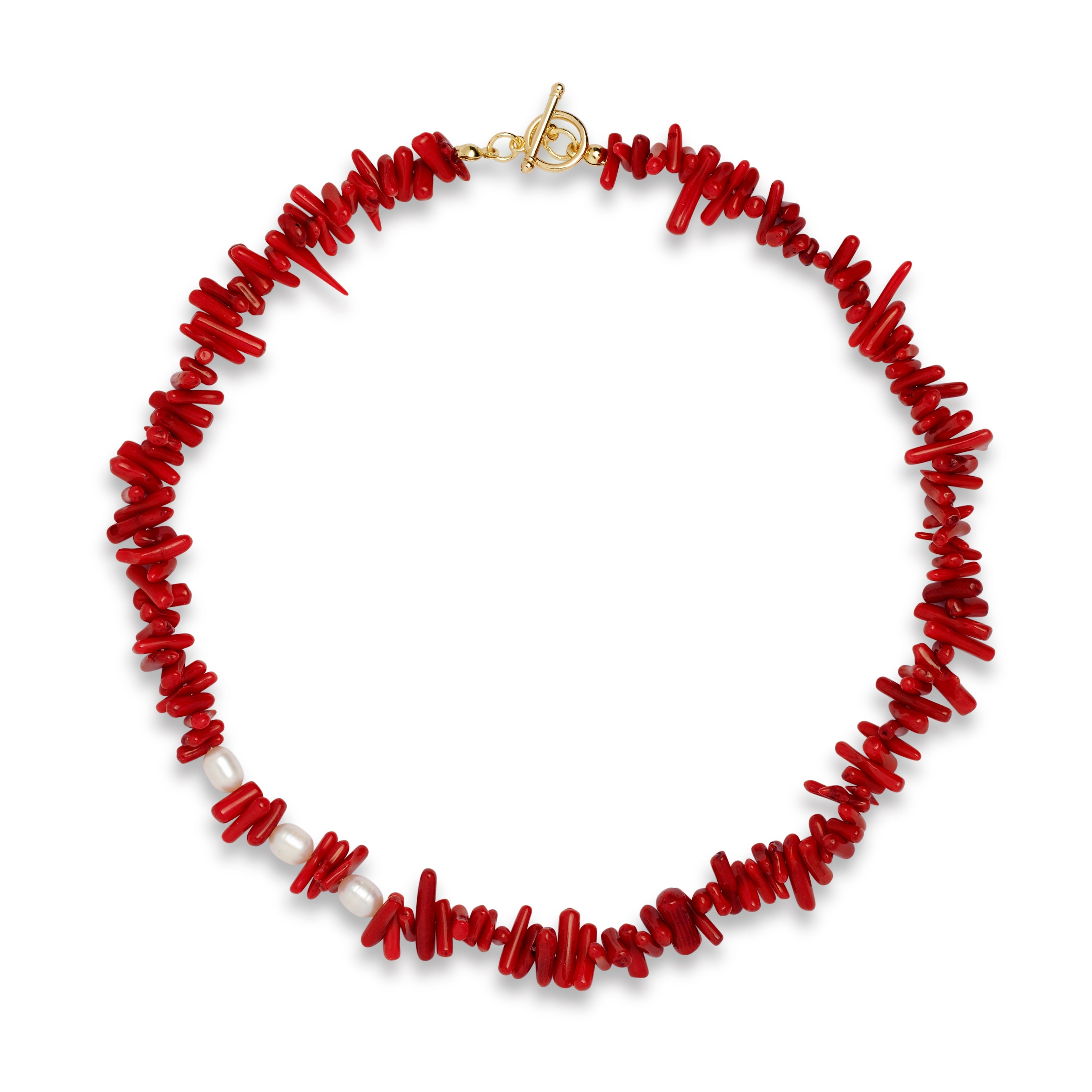 Triple Pearl Coral Choker